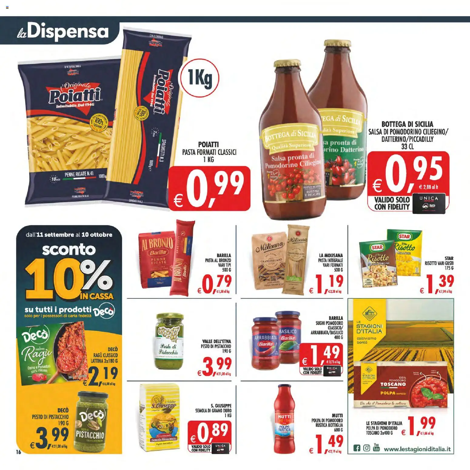 Volantino Decò del 22/09/2026 | Pagina: 18 | Prodotti: Salsa, Pesto, Mutti, Penne