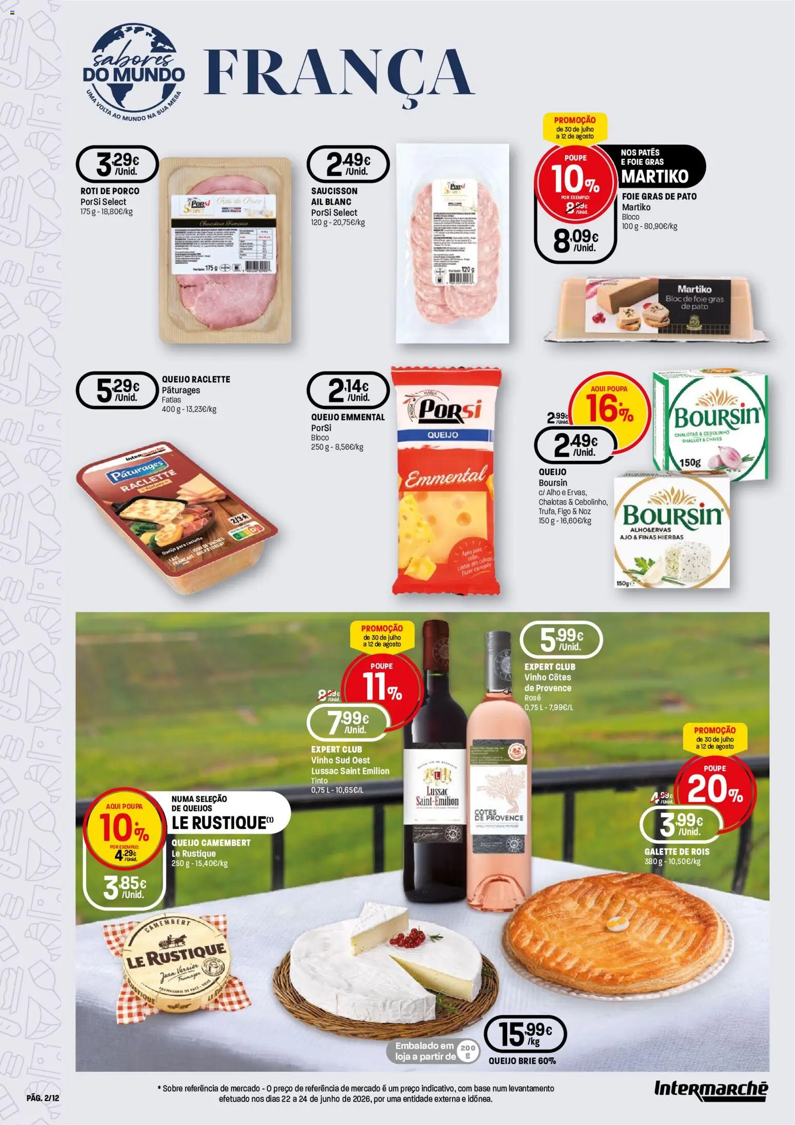 Intermarché folheto Super │ válido de 30/07/2026 | Página: 2 | Produtos: Base, Queijo, Vinho