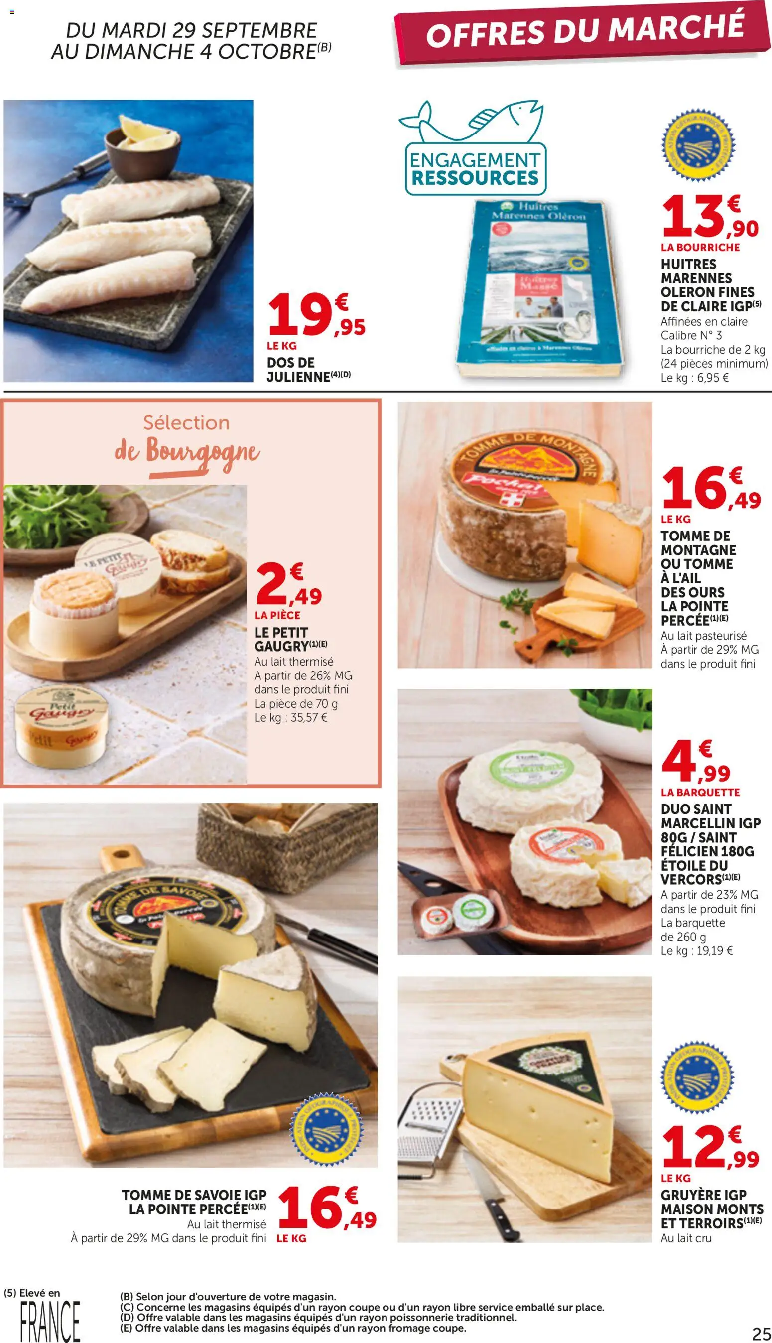 {H1} | Page: 25 | Produits: Poissonnerie, Bourgogne, Gruyère, Fromage