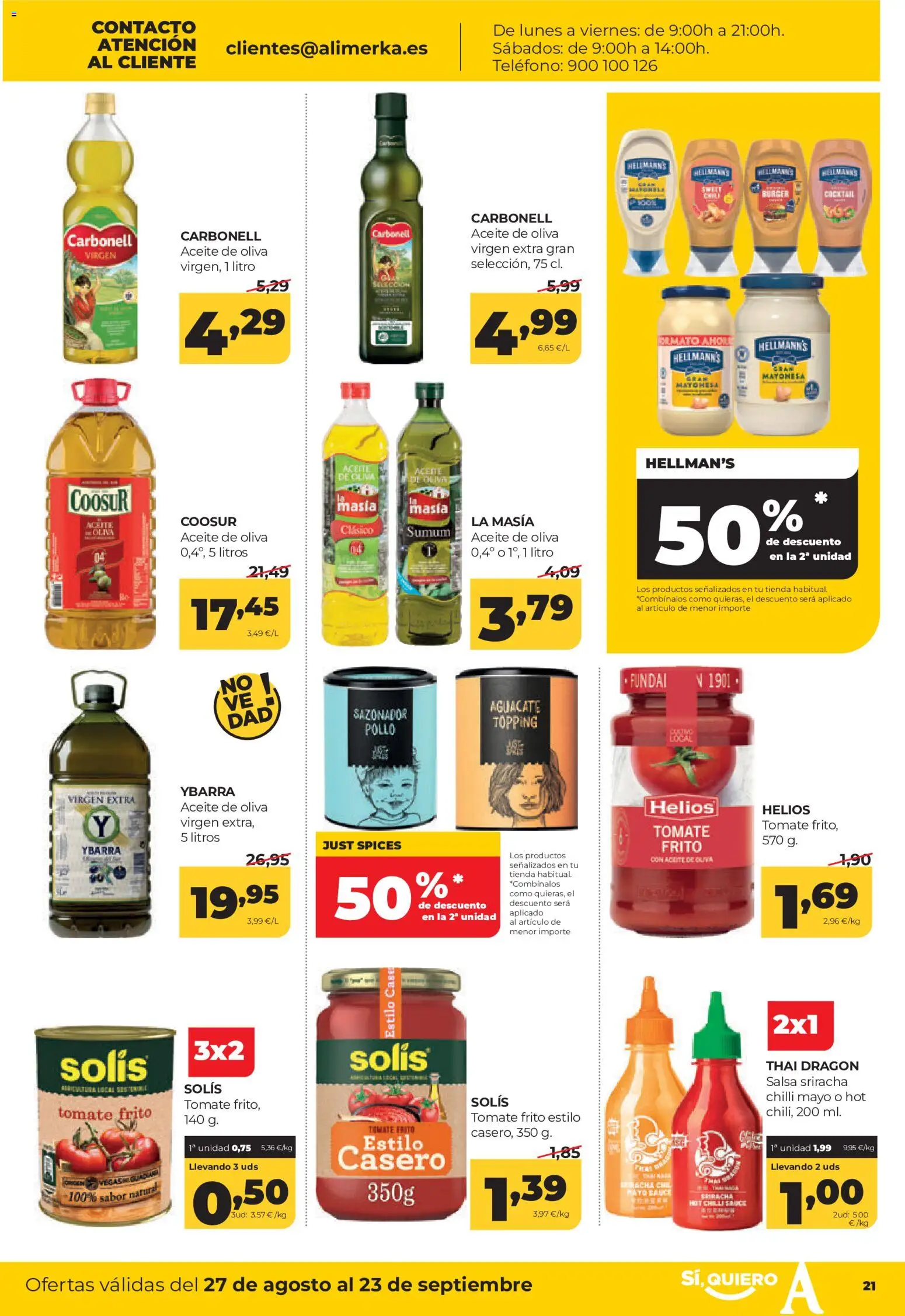 Alimerka folleto Castilla y León │ válido desde el 27/08/2026 | Página: 23 | Productos: Aceite, Sazonador, Aceite de oliva, Pollo