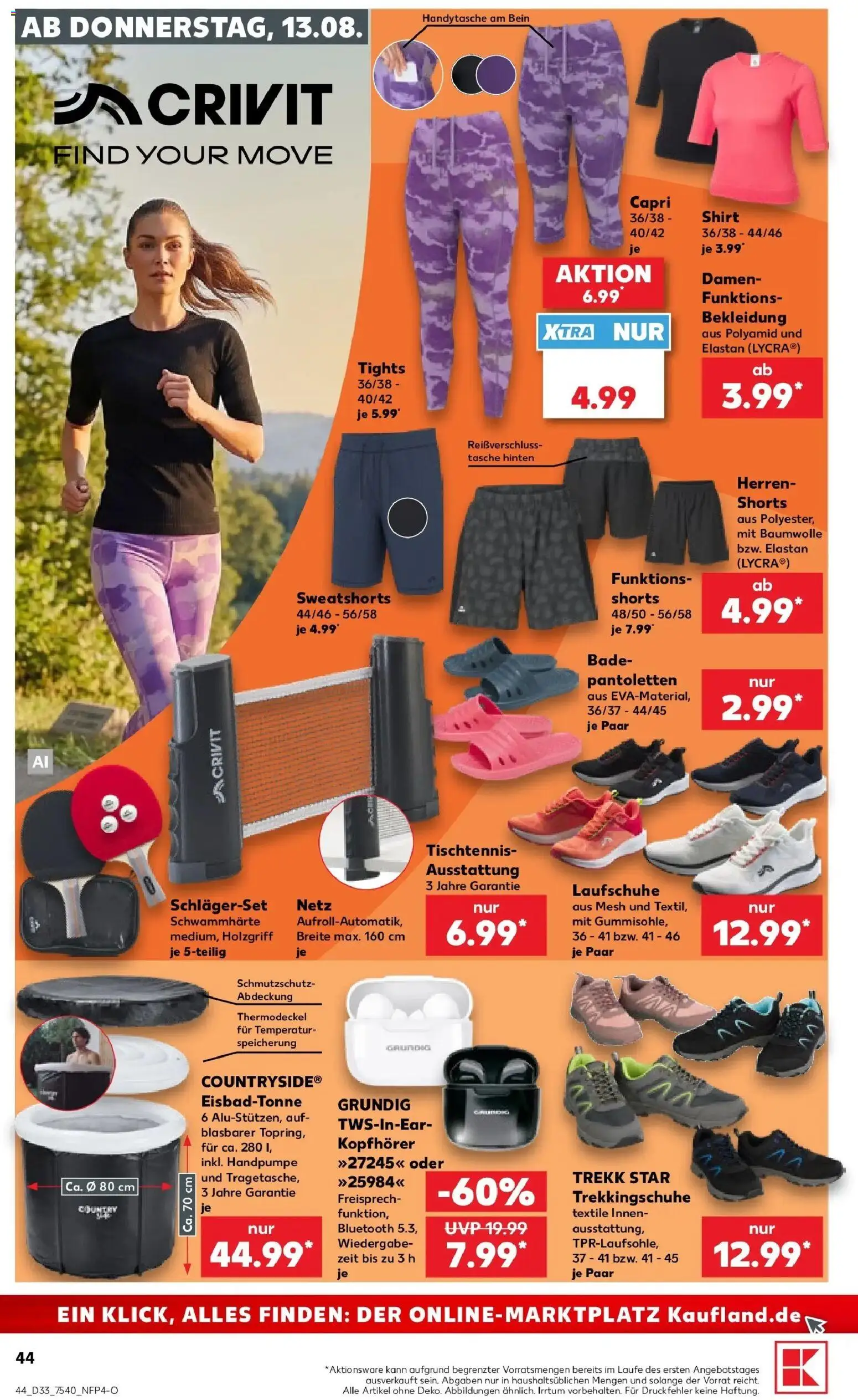 Prospekt Kaufland ab 10.08.2026 » Angebote Online zum Blättern | Seite: 53 | Produkte: Shirt, Sweatshorts, Laufschuhe, Kopfhörer