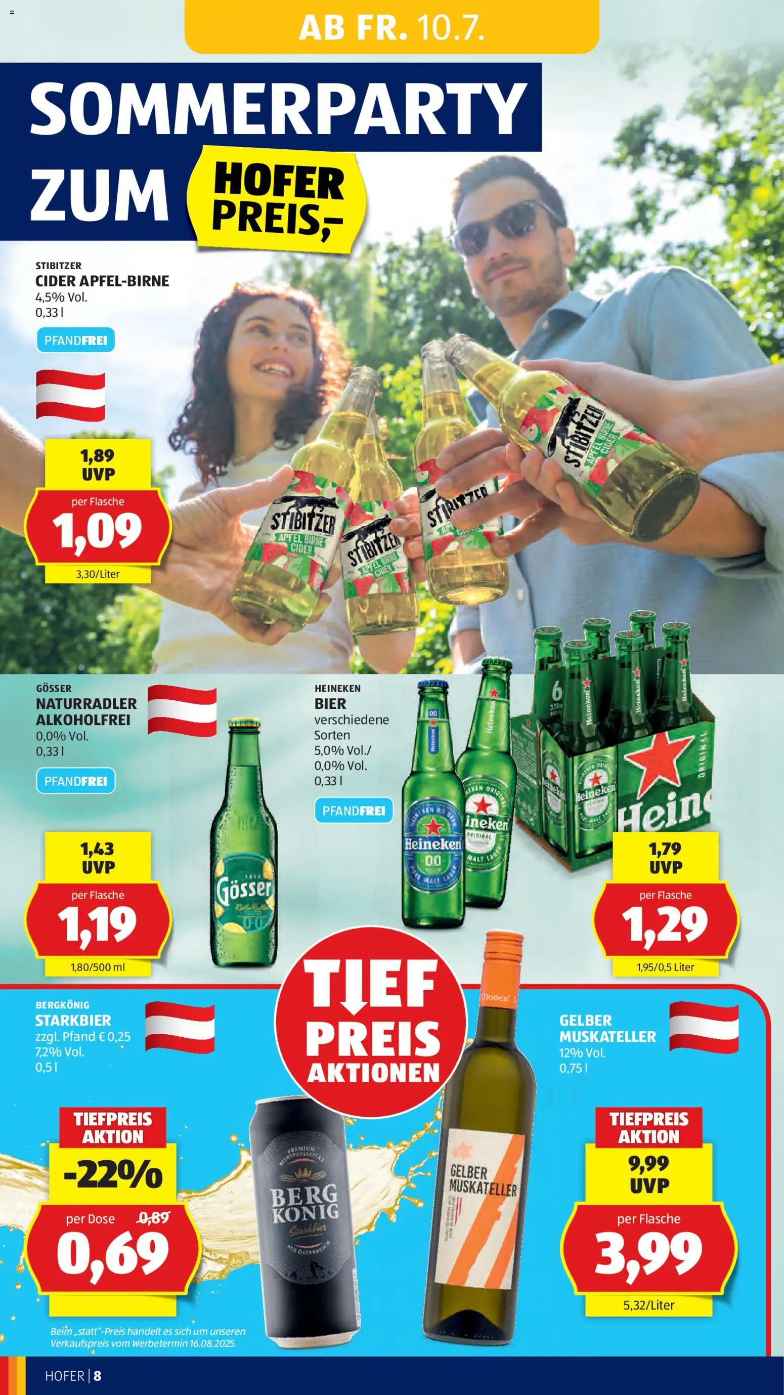 Hofer AT akciós ujság - amely érvényes a következő dátumtól: 2026.07.10. | Oldal: 12 | Termékek: Heineken, Gösser, Cider