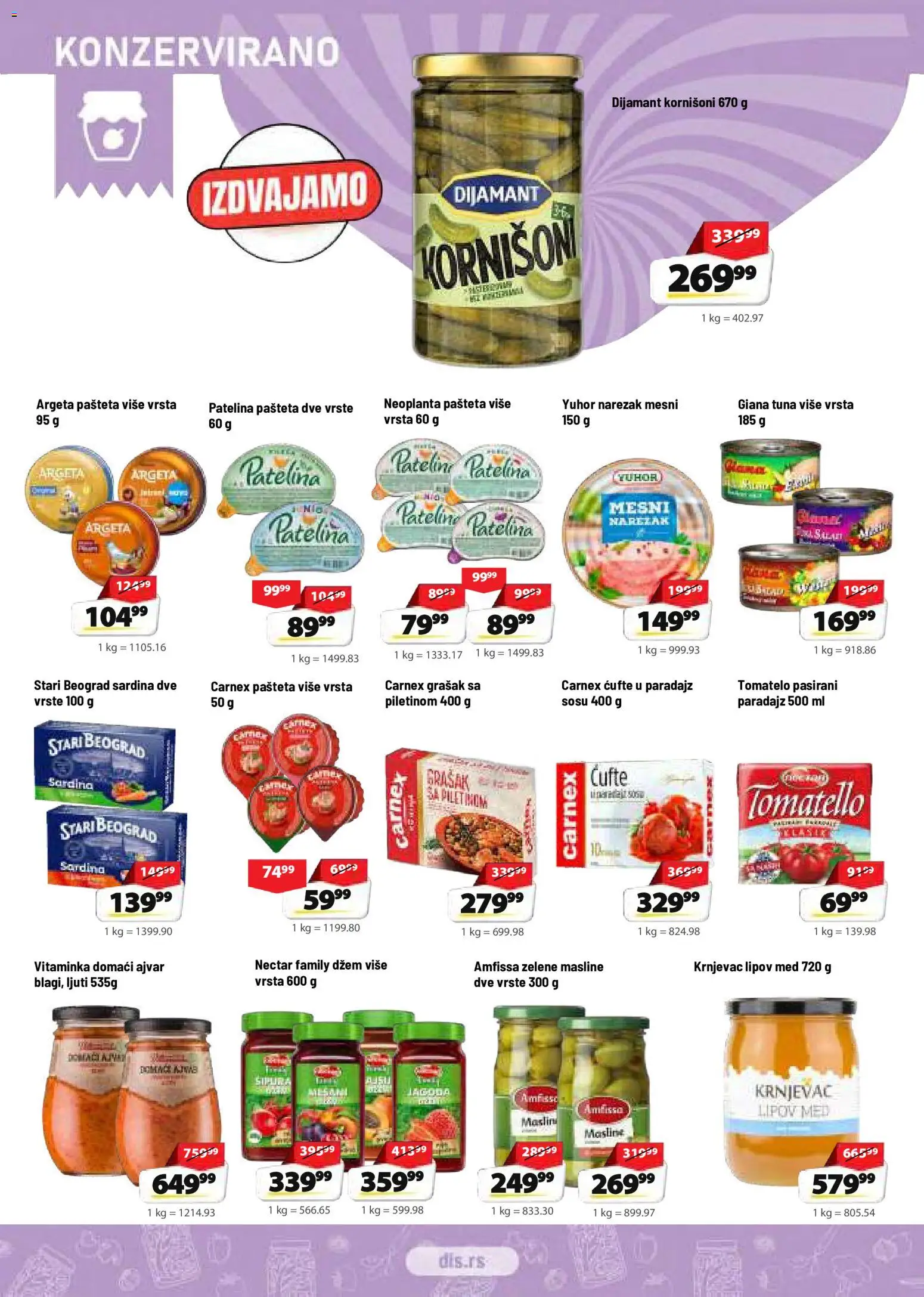 Super DIS katalog - važi od 01.10.2026 | Strana: 8 | Proizvode: Tuna, Kornišoni, Narezak, Sardina