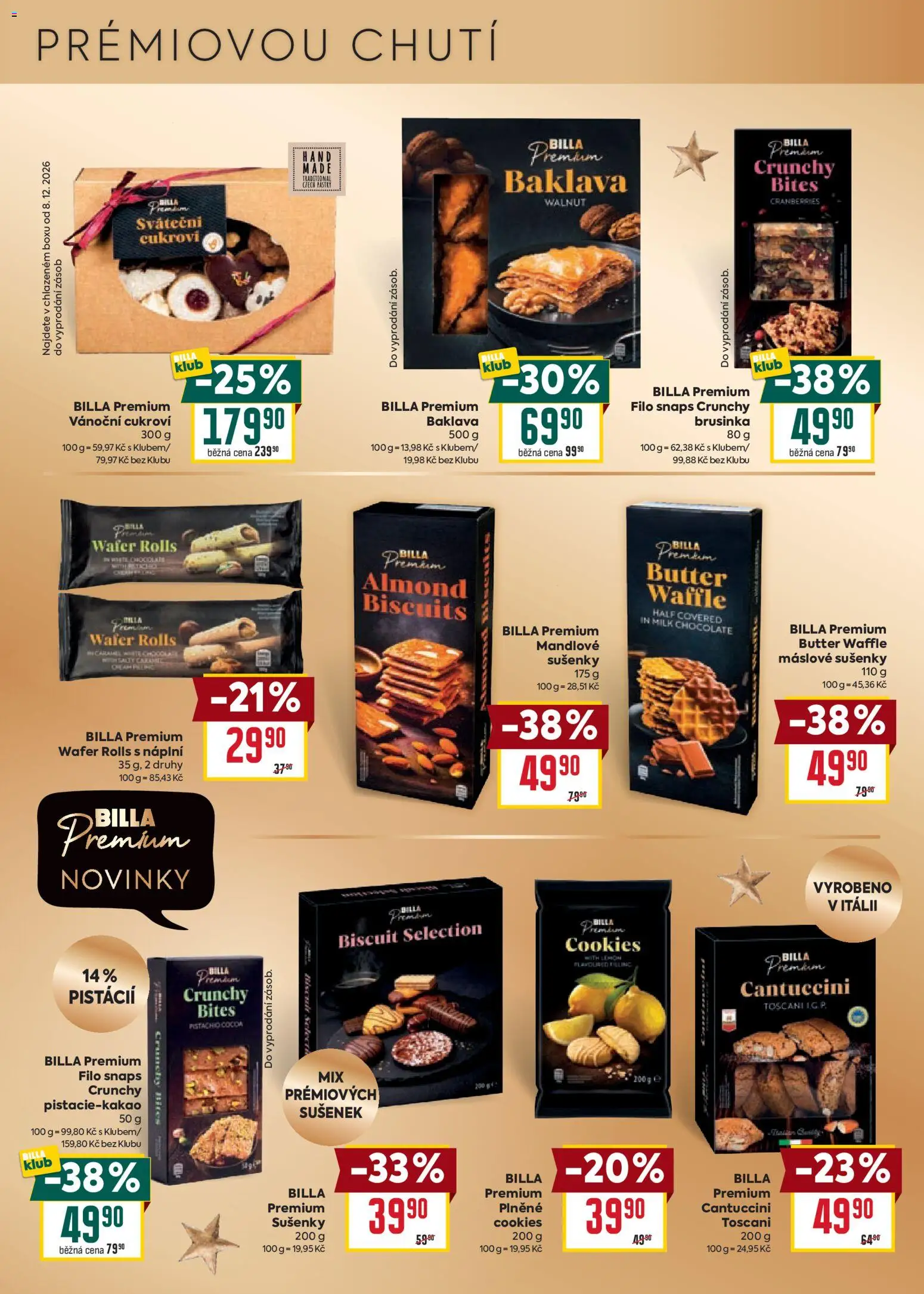 Billa leták - Billa Premium od 21.10.2026 | Strana: 13 | Produkty: Máslové sušenky, Cantuccini, Milk chocolate, Baklava