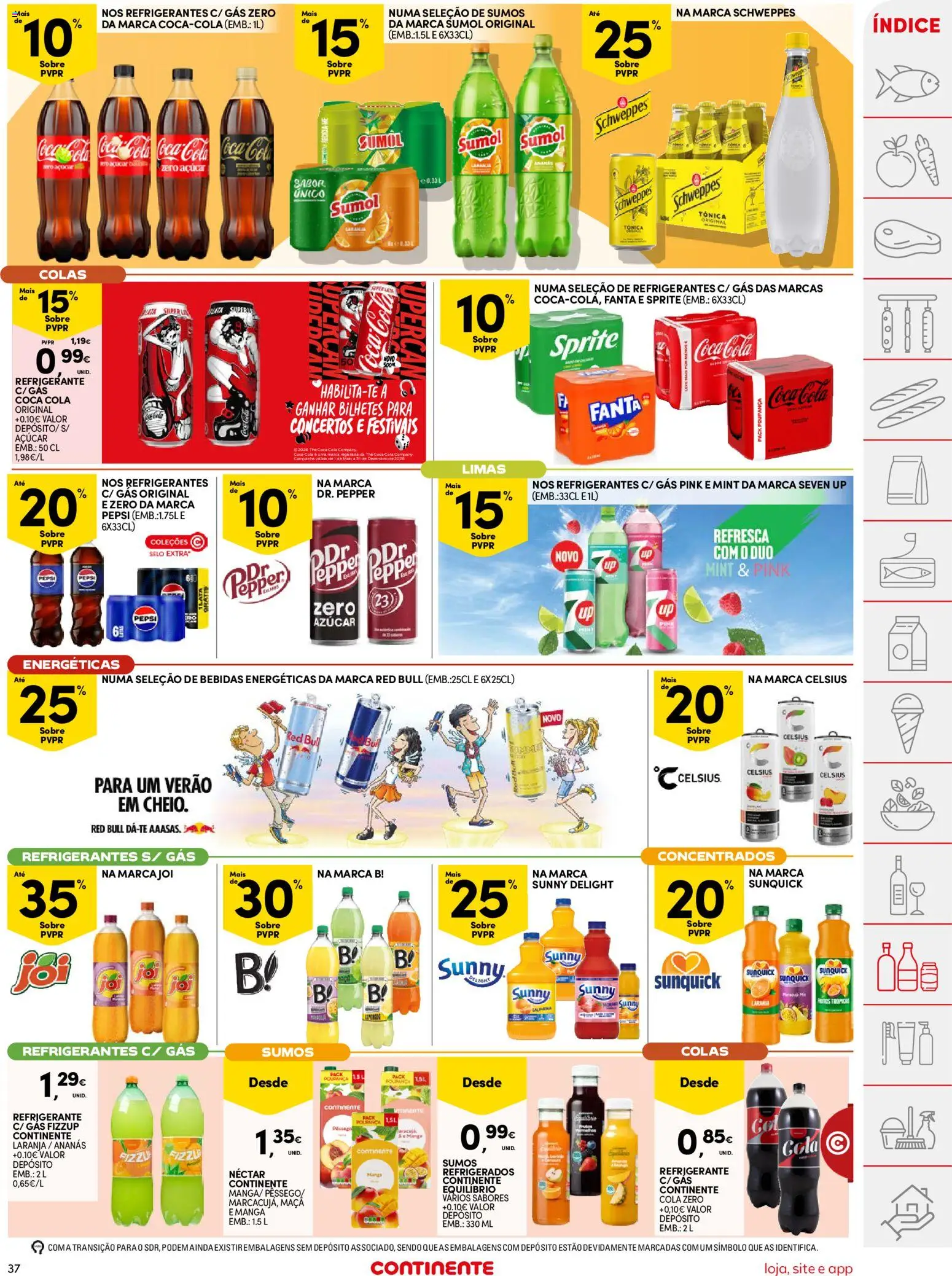 Continente folheto │ válido de 11/08/2026 | Página: 37 | Produtos: Refrigerante, Red Bull, Manga, Maça