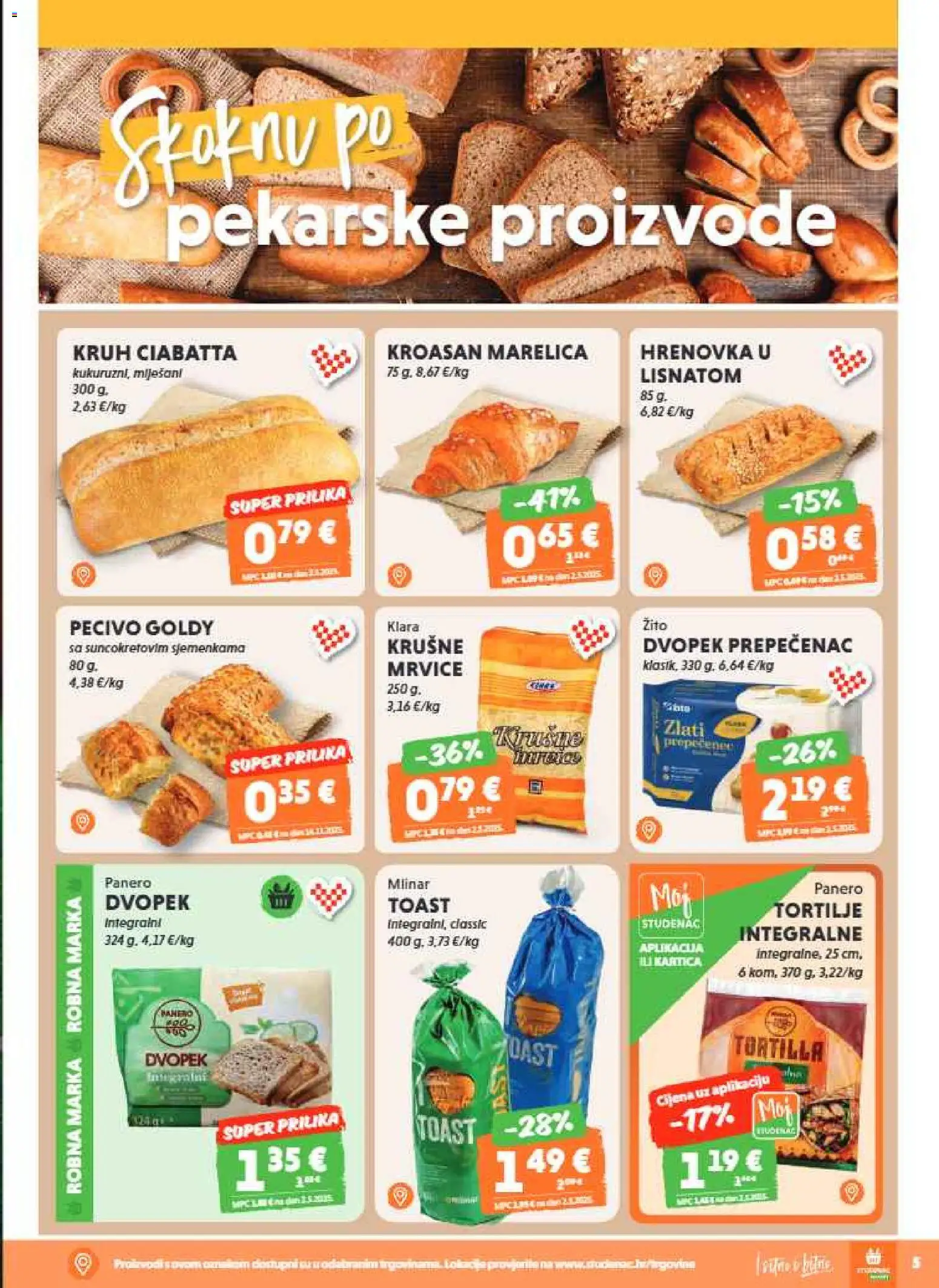 Studenac katalog | vrijedi od 10.06.2026 | Stranica: 5 | Proizvodi: Kruh, Kroasan, Pecivo, Tortilje
