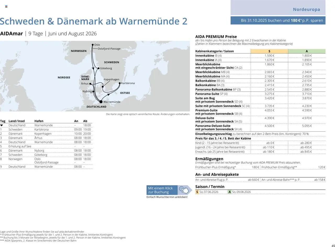 Aida Sommer 2026 – gültig ab 01.03.2026 | Seite: 45 | Produkte: Bett