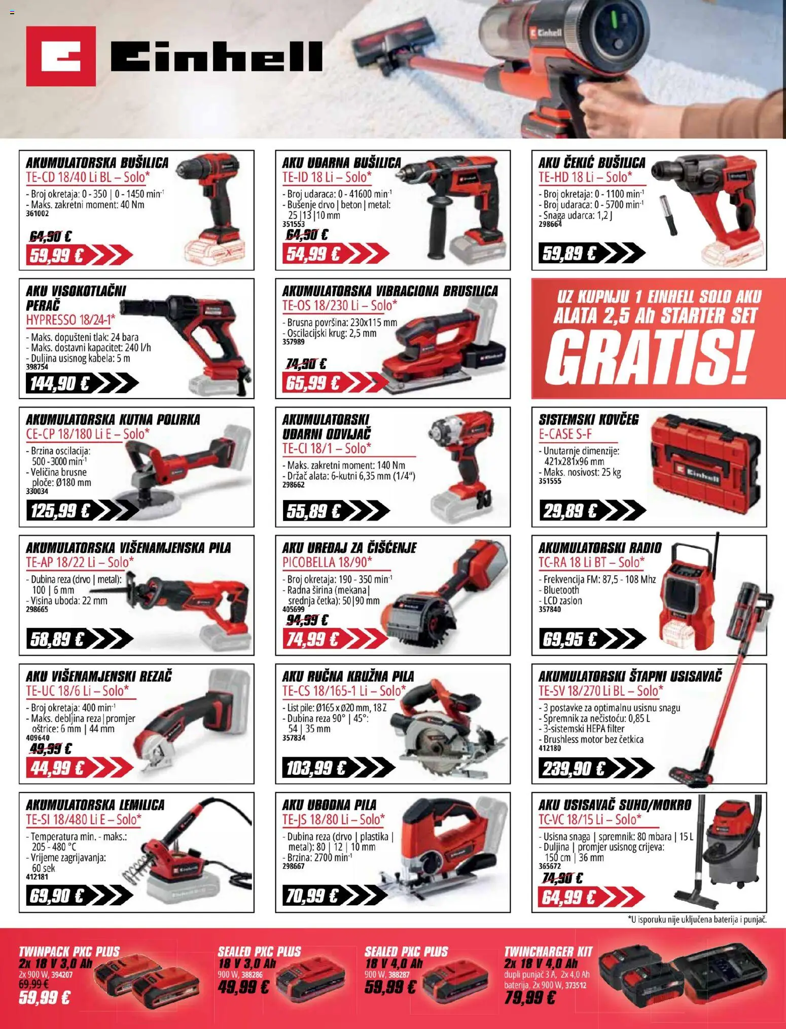 Pevex katalog | vrijedi od 27.08.2026 | Stranica: 16 | Proizvodi: Udarna bušilica, List, Četka, Štapni usisavač