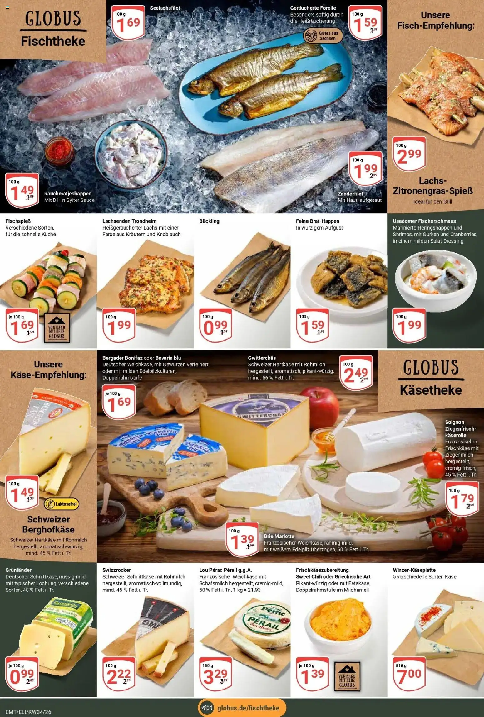 Globus Prospekt Mittelhausen (ab 17.08.2026) » Angebote online | Seite: 10 | Produkte: Käse, Küche, Lachs, Grunlander