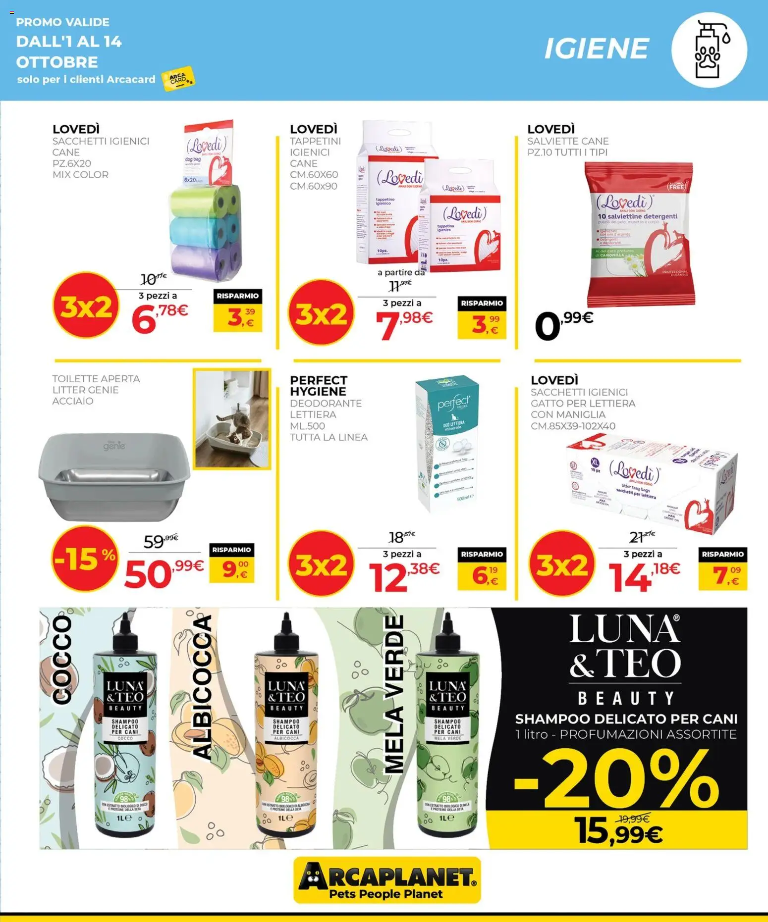 Volantino Arcaplanet del 01/10/2026 | Pagina: 19 | Prodotti: Shampoo, Deodorante, Cocco, Profumo