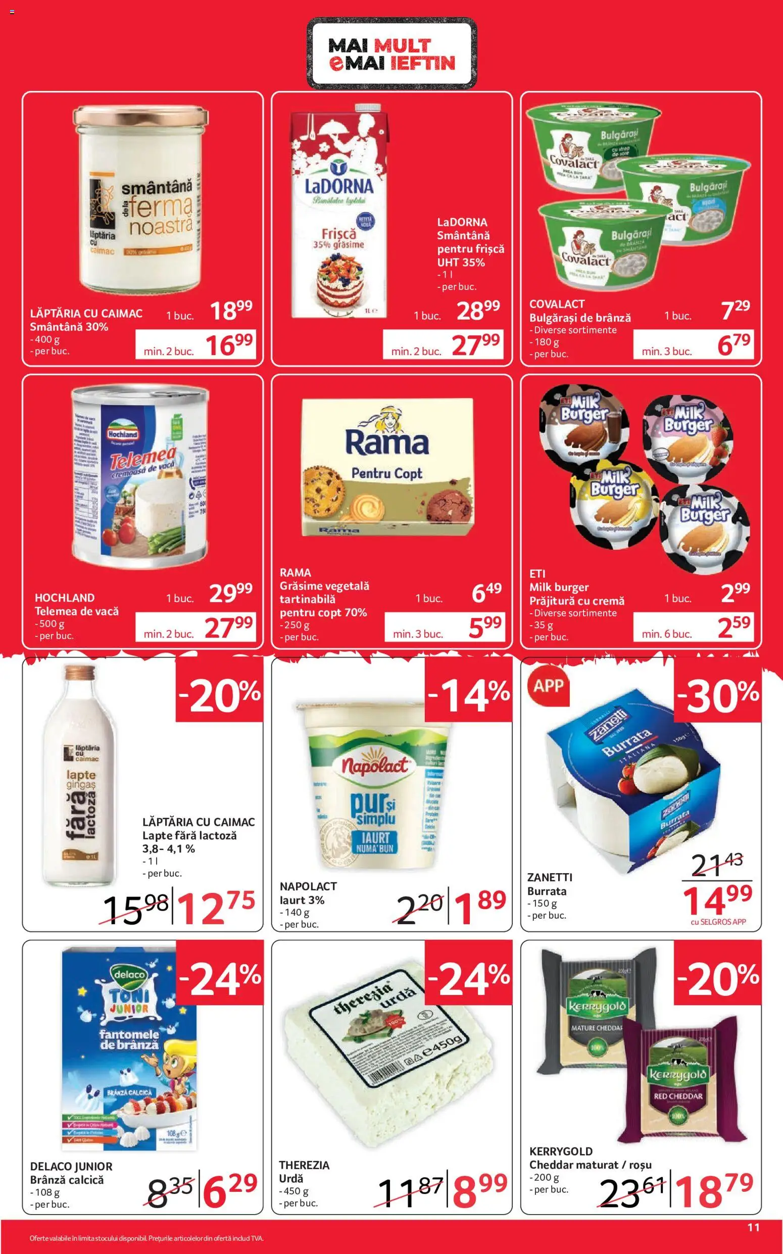 Noul catalog Selgros – valabil de la 02.10.2026 | Pagină: 11 | Produse: Lapte fara lactoza, Brânză, Rama, Smântână