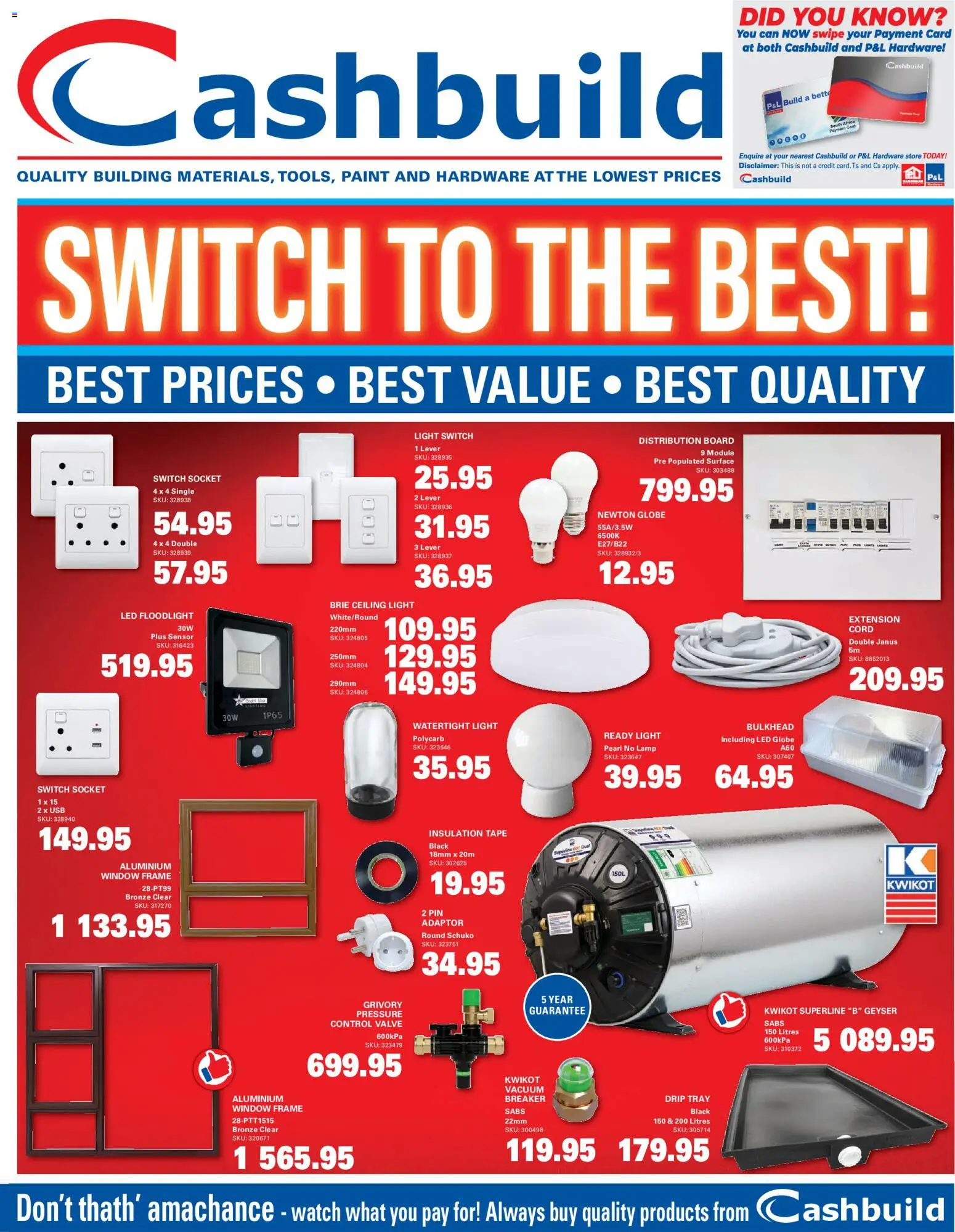 New Cashbuild catalogue – valid from 25.05.2026 | Page: 1 | Products: Tray, USB, Globe, Socket