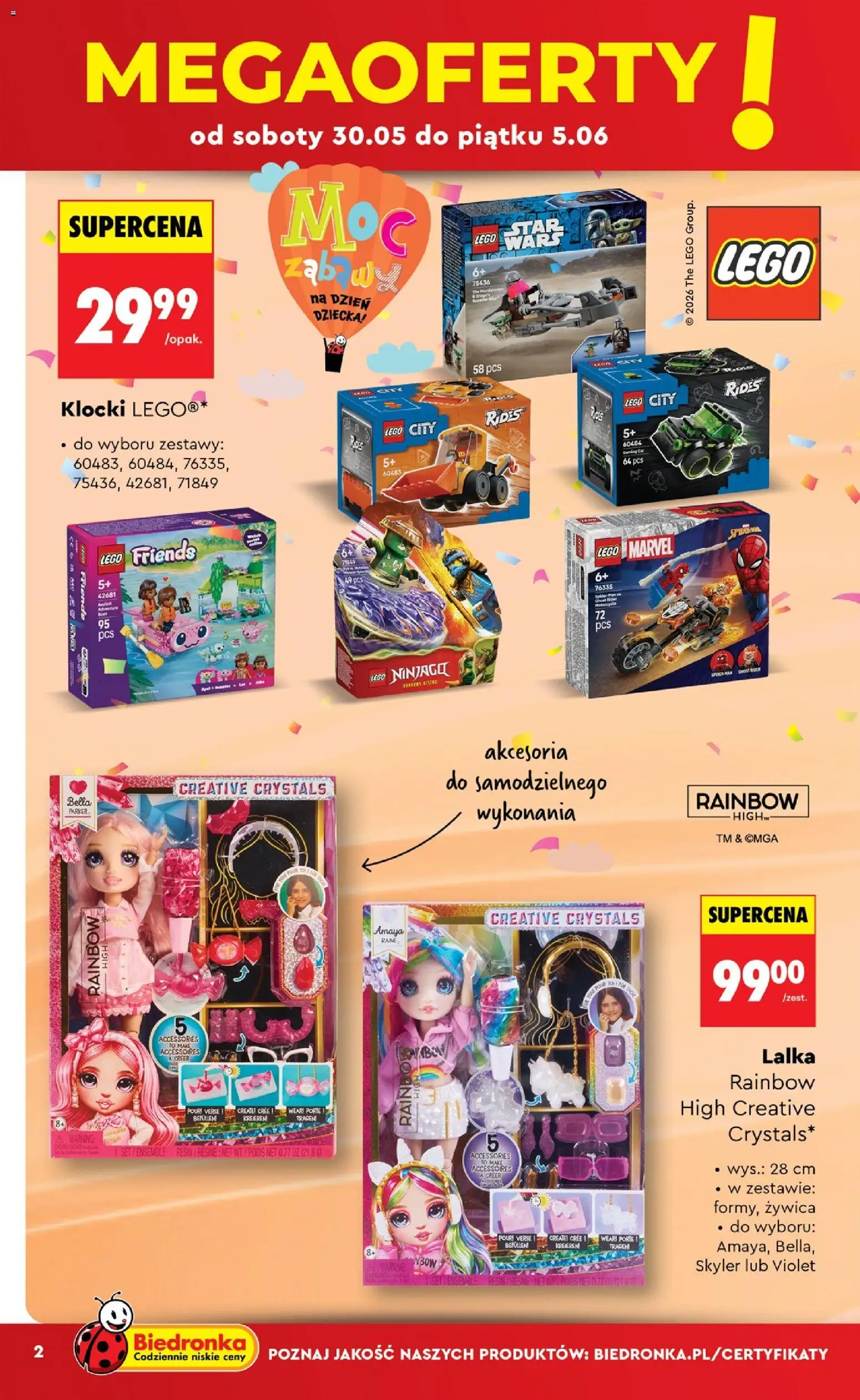 Biedronka Polsko leták - Hity i inspiracje od 30.05.2026 | Strana: 2 | Produkty: Rainbow High, LEGO