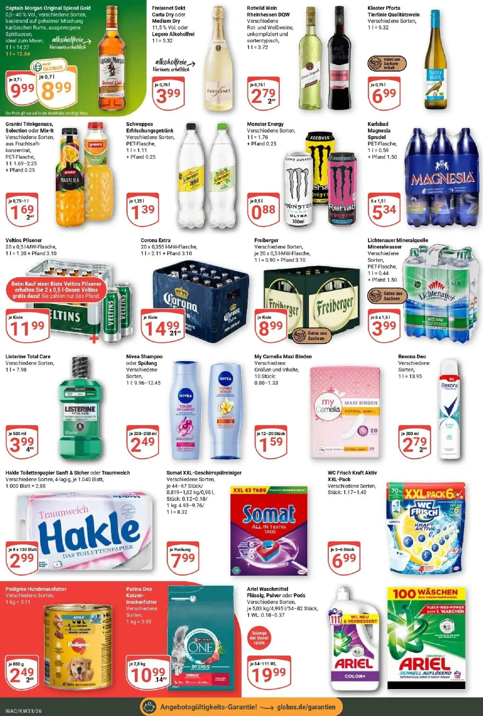 Globus Prospekt Markkleeberg – gültig ab 27.07.2026 | Seite: 3 | Produkte: Schweppes, Mineralwasser, Wein, Listerine