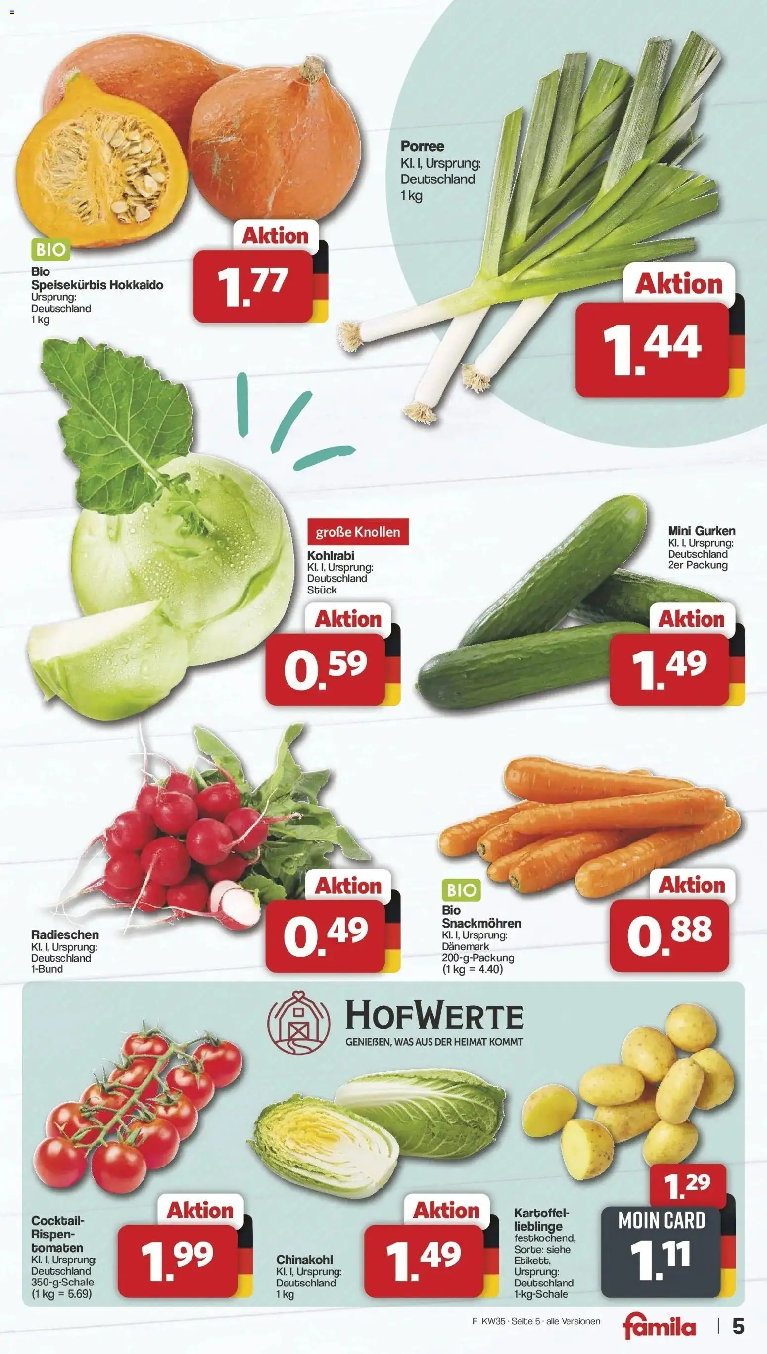 Famila Nordwest Wochenangebote (ab 24.08.2026) zum Blättern | Seite: 5 | Produkte: Kohlrabi, Tomaten, Chinakohl, Gurken
