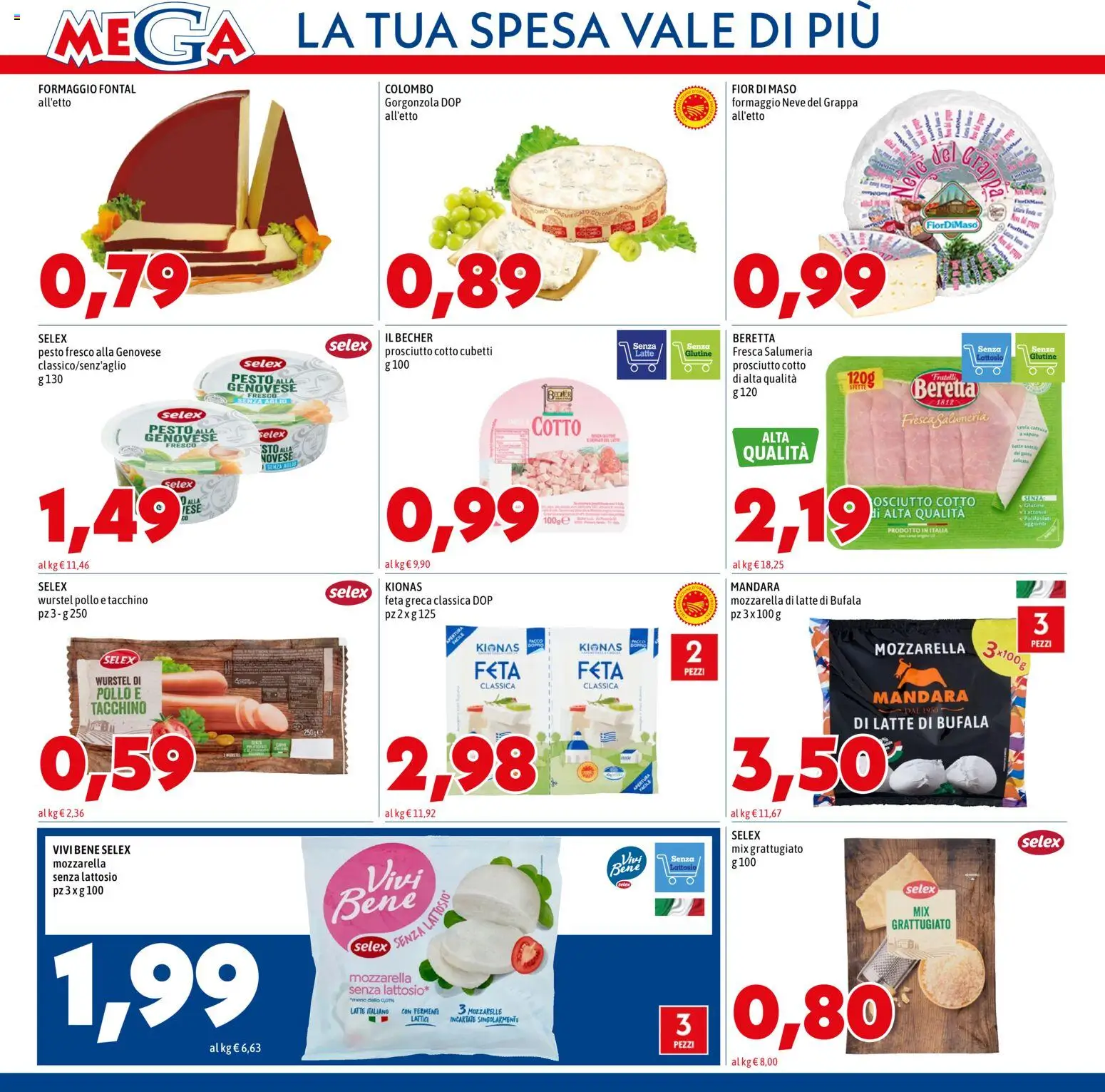 Volantino Mega del 07.05.2026 | Pagina: 4 | Prodotti: Pollo, Formaggio, Feta, Grappa