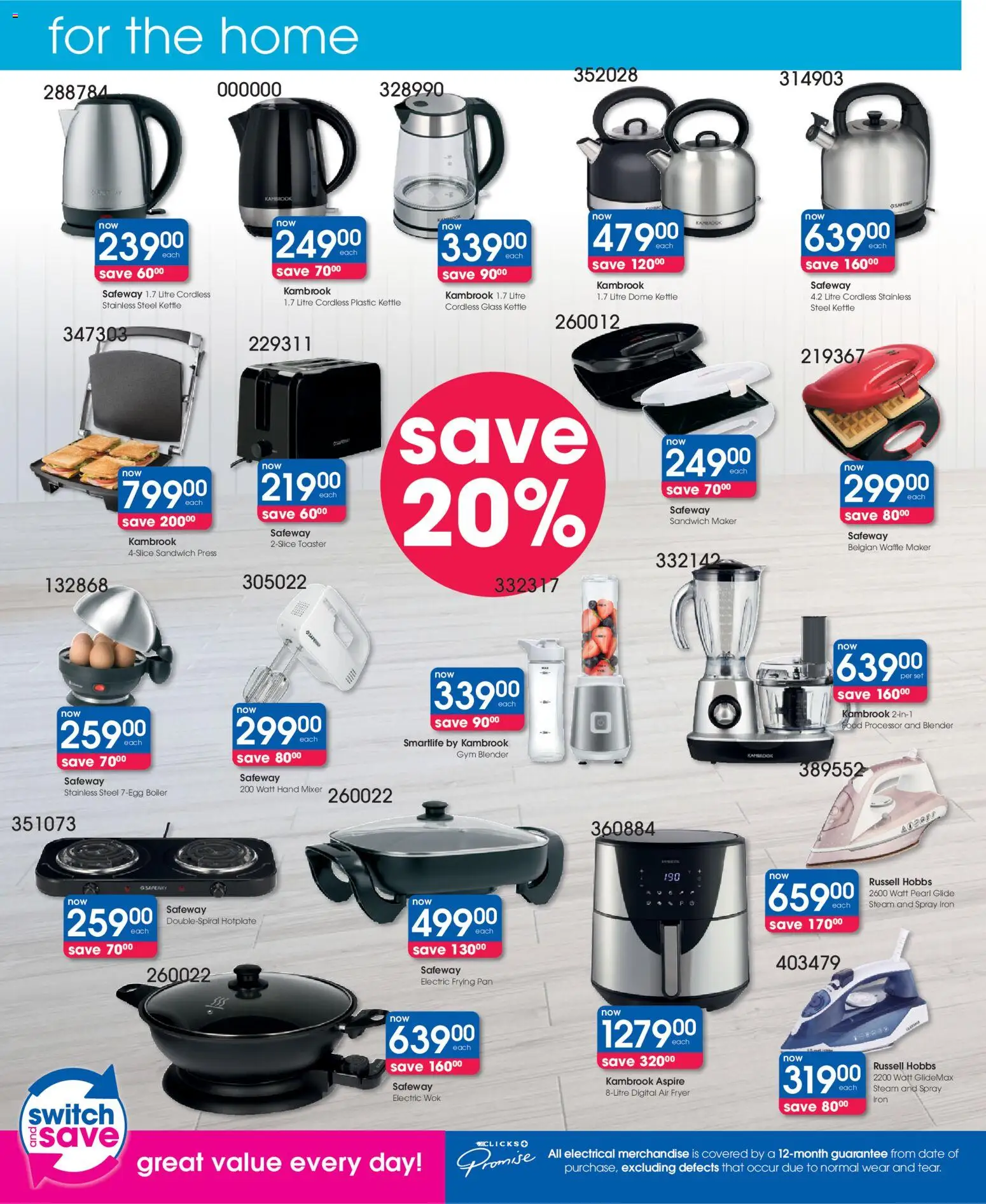 New Clicks catalogue – valid from 21.05.2026 | Page: 42 | Products: Kettle, Press, Fryer, Switch