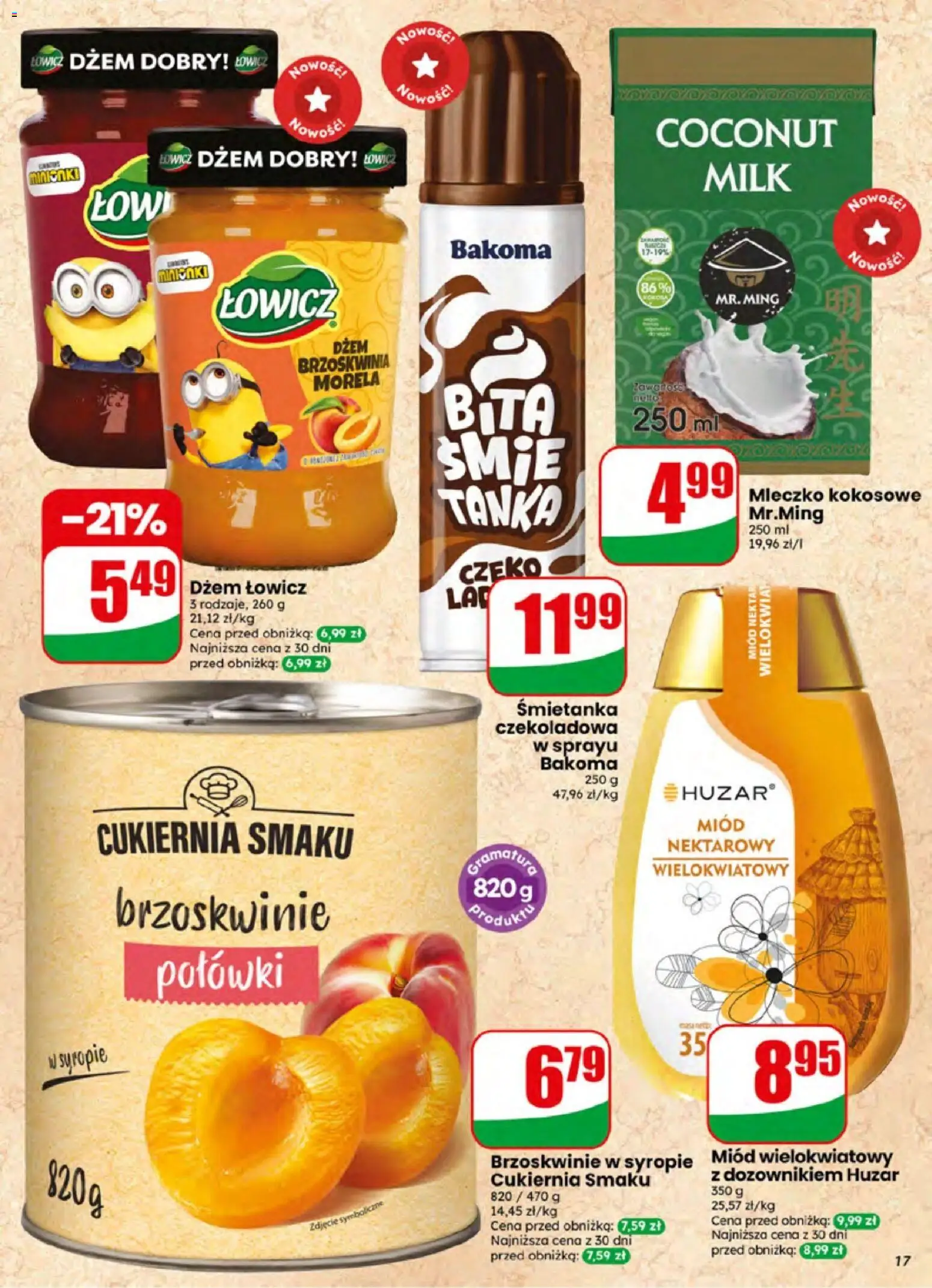 Dino gazetka od 01.07.2026 | Strona: 17 | Produkty: Brzoskwinia, Czekoladowa, Brzoskwinie w syropie, Brzoskwinie