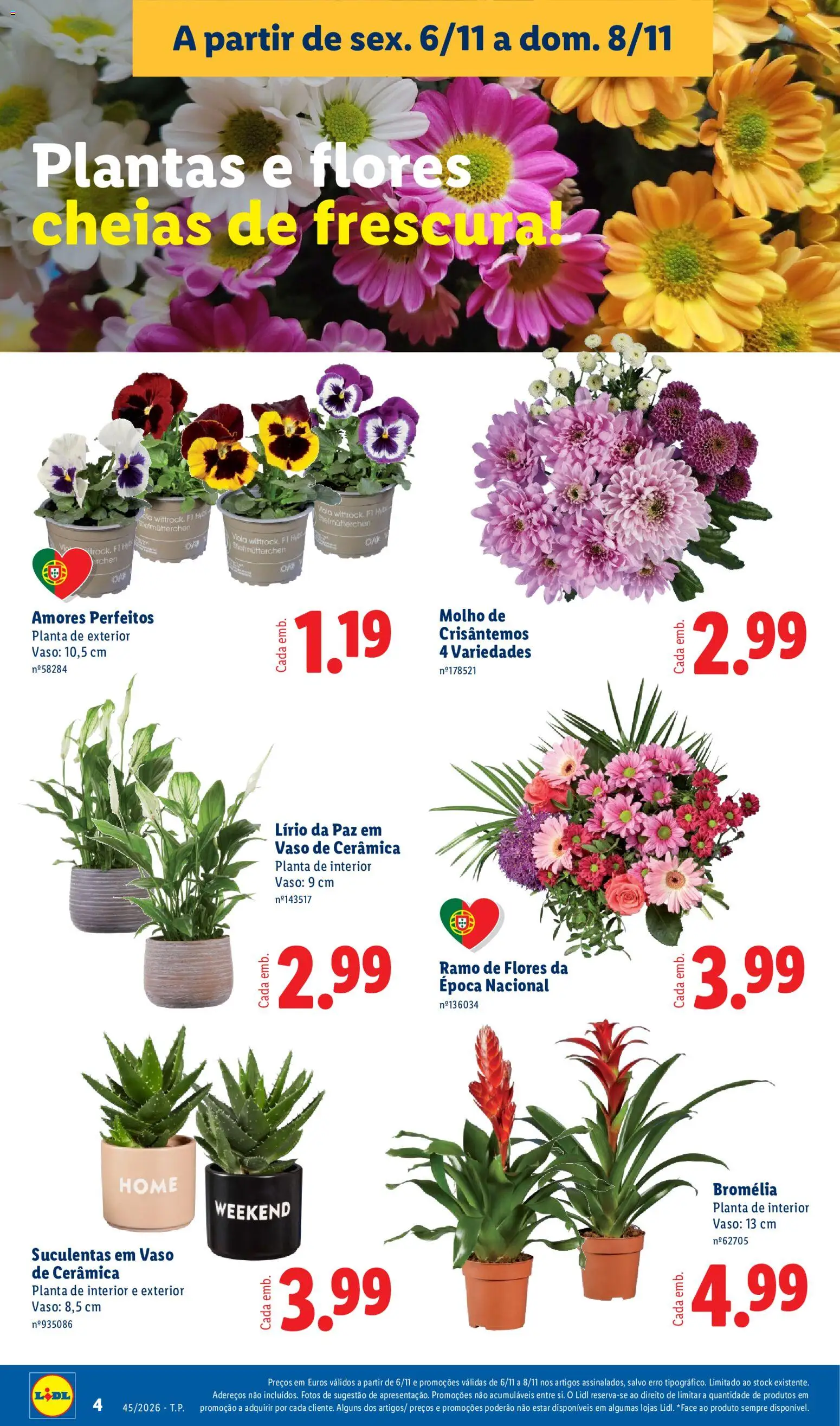 Lidl Promoções Fim de Semana │ válido de 06/11/2026 | Página: 4 | Produtos: Flores, Vaso