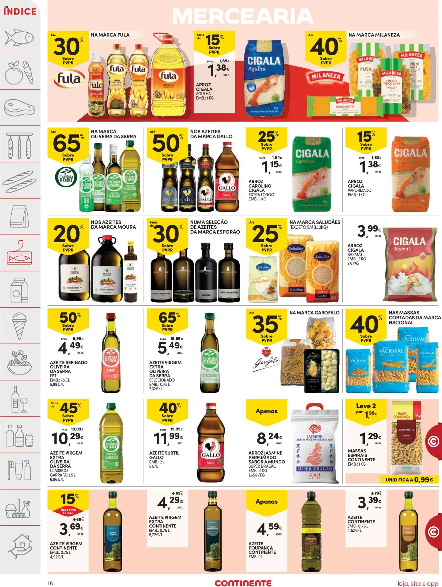 Continente folheto │ válido de 26.05.2026 | Página: 18 | Produtos: Azeite, Milaneza, Gnocchi, Arroz