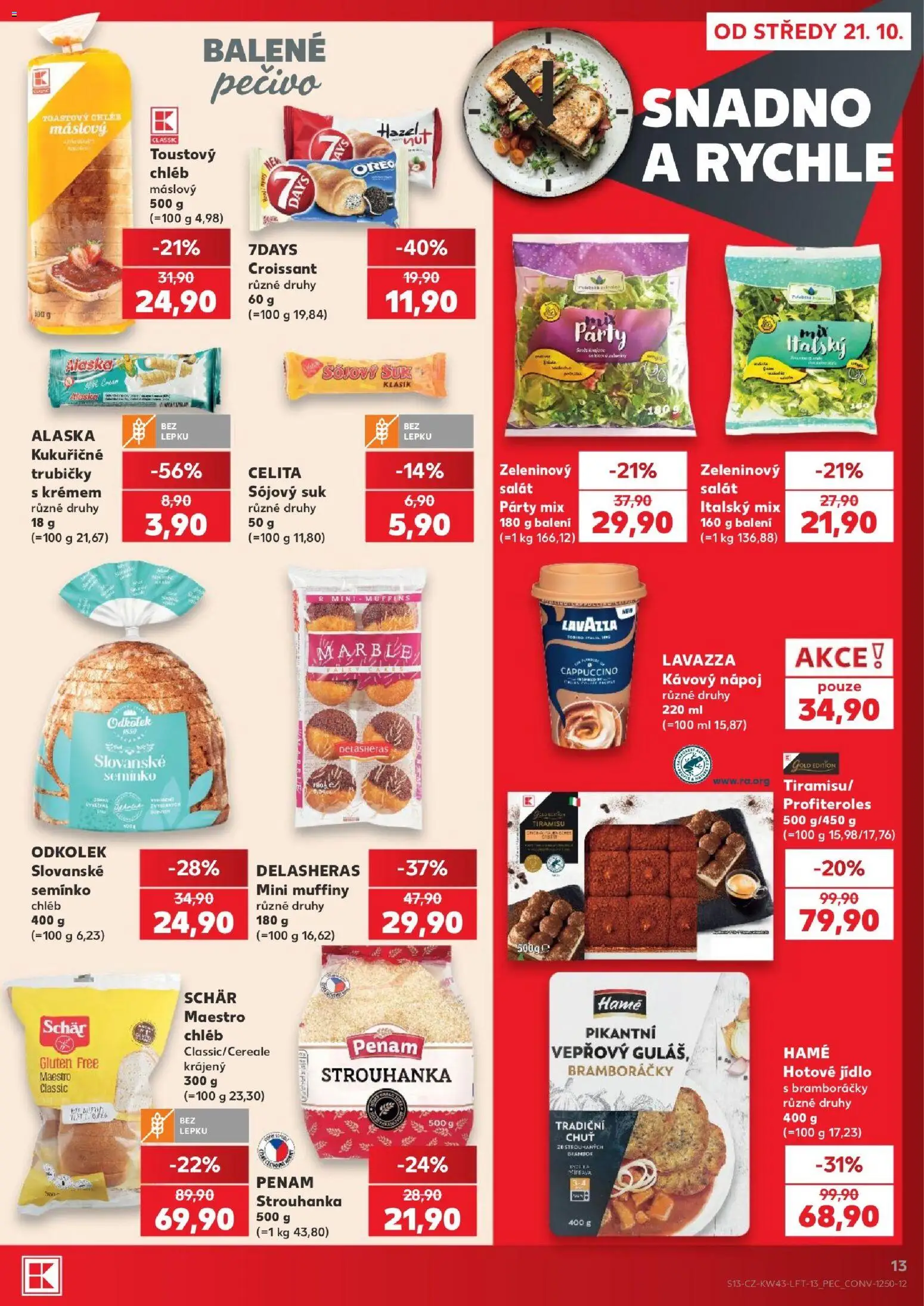 Kaufland leták - Liberec od 21.10.2026 | Strana: 13 | Produkty: Toastový chléb, Trubičky, Lavazza, Party mix