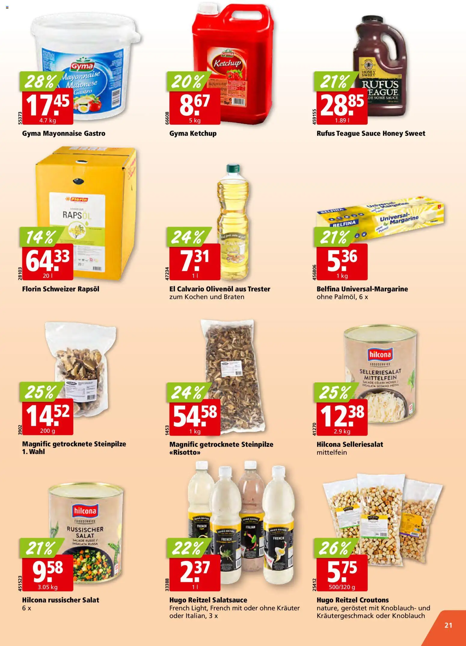 Aligro aktionen Schlieren, Gossau SG, Frauenfeld, Rapperswil-Jona, Sargans, Bern – gültig ab 14.09.2026 | Seite: 21 | Produkte: Rapsöl, Knoblauch, Mayonnaise, Salat