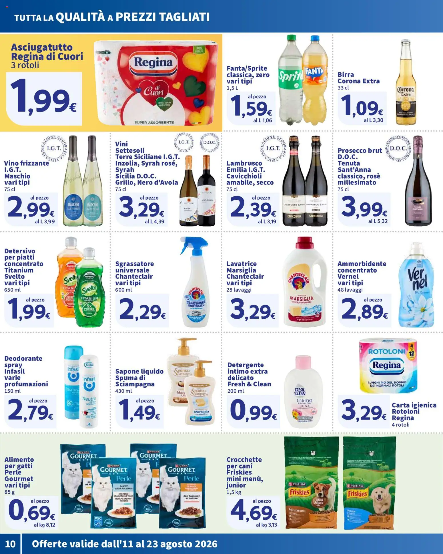 Volantino SIGMA del 11/08/2026 | Pagina: 10 | Prodotti: Carta igienica, Prosecco, Crocchette, Lambrusco
