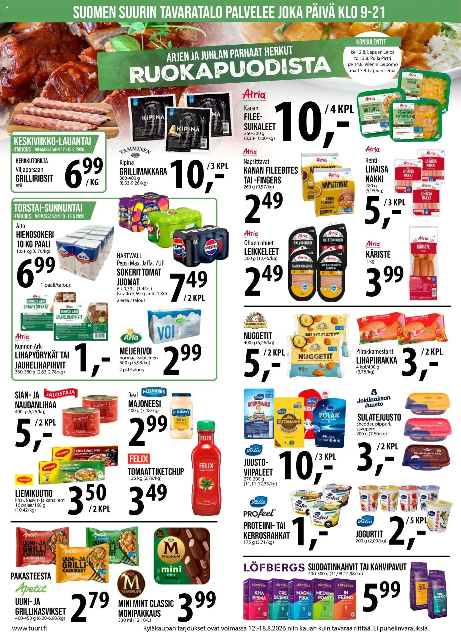 Tuuri tarjoukset – voimassa 12/08/2026 alkaen | Sivu: 7 | Tuotteet: Uuni, Juusto, Leipä, Kahvipavut