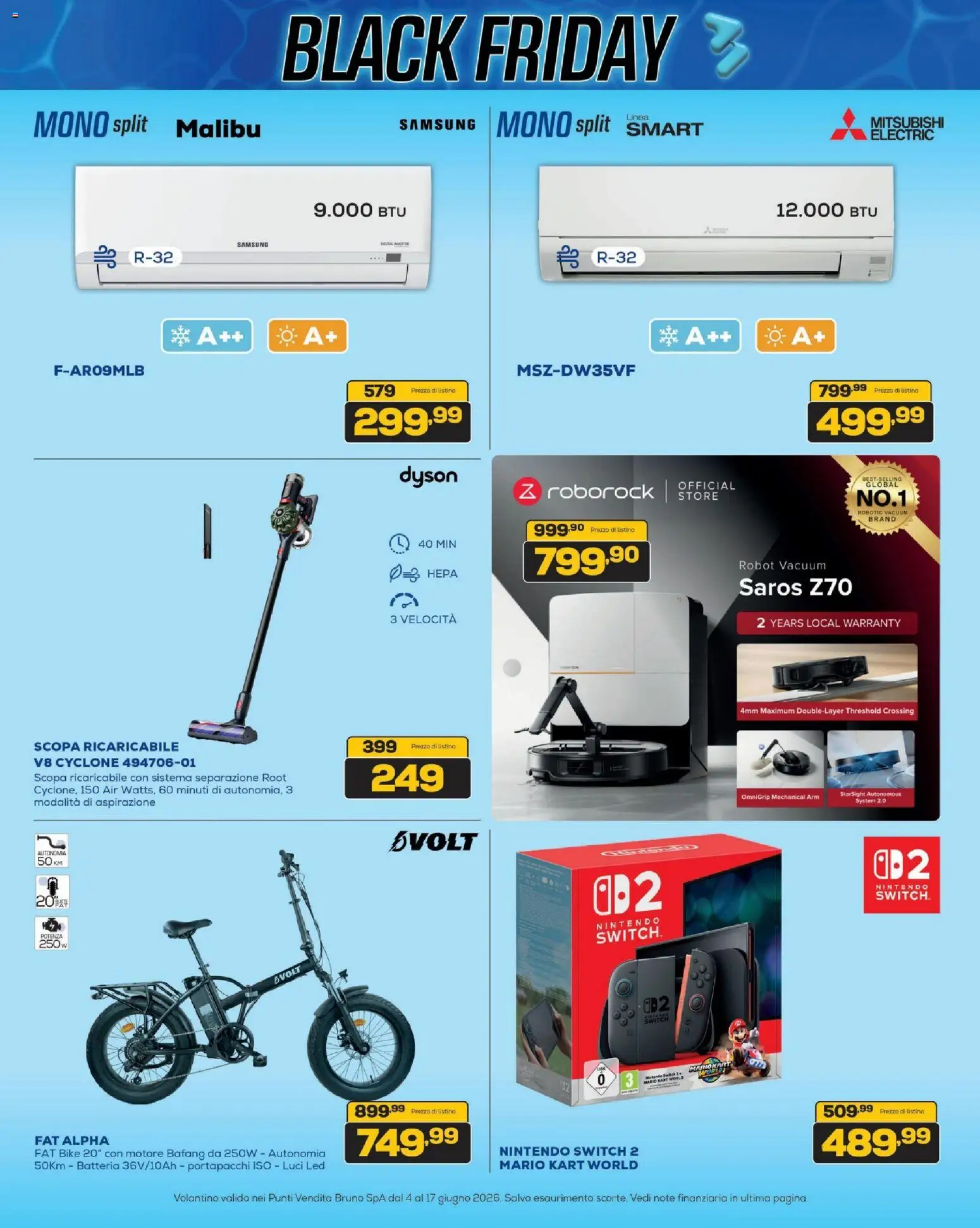 Volantino BRUNO del 04.06.2026 | Pagina: 2 | Prodotti: Scopa, Robot, Dyson, Batteria