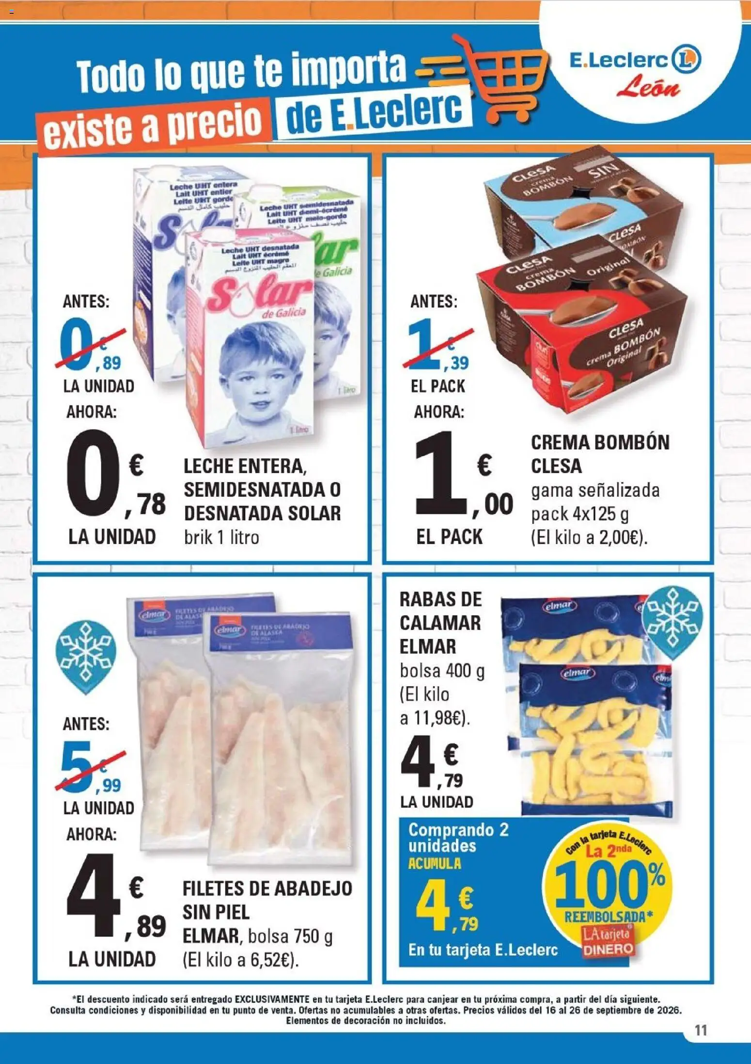 E.Leclerc - León │ válido desde el 16/09/2026 | Página: 11 | Productos: Leche, Leche UHT, Crema, Té