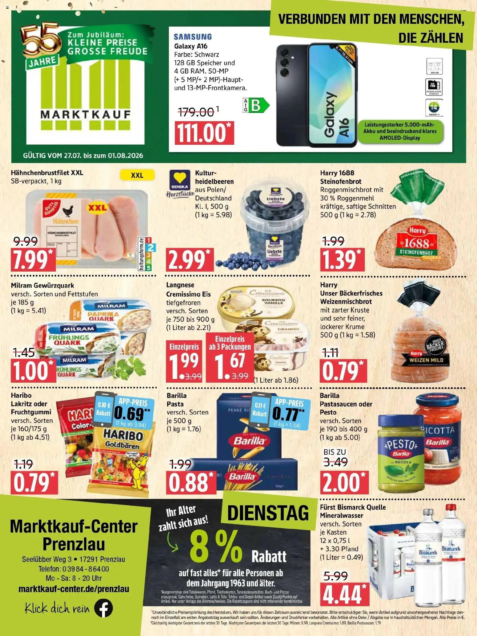 Marktkauf Prospekt Prenzlau – gültig ab 27.07.2026 | Seite: 1 | Produkte: Rucola, Paprika, Pasta, Eis