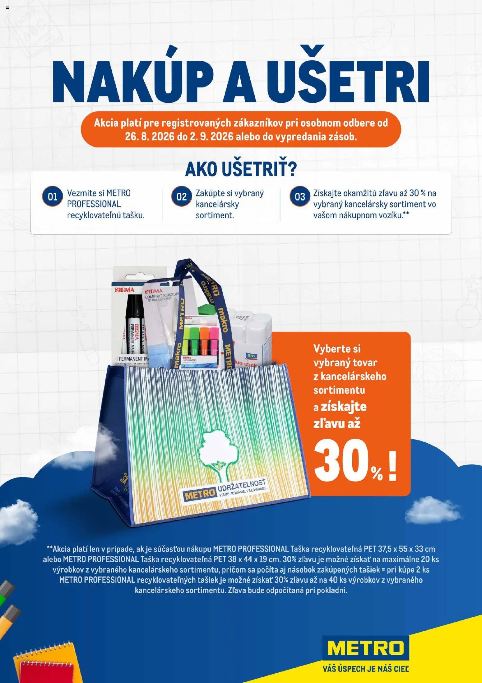 Nové Metro akcie – leták je platný od 26.08.2026 | Strana: 1 | Produkty: Taška