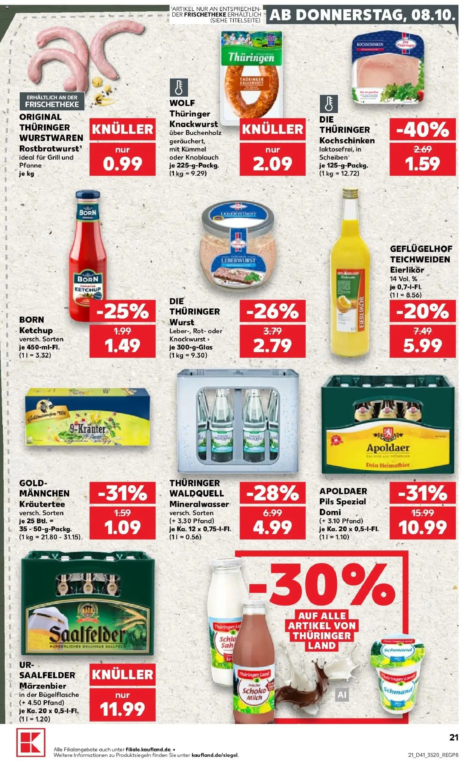 Prospekt Kaufland ab 05.10.2026 » Angebote Online zum Blättern | Seite: 39 | Produkte: Pils, Mineralwasser, Kräutertee, Wurst