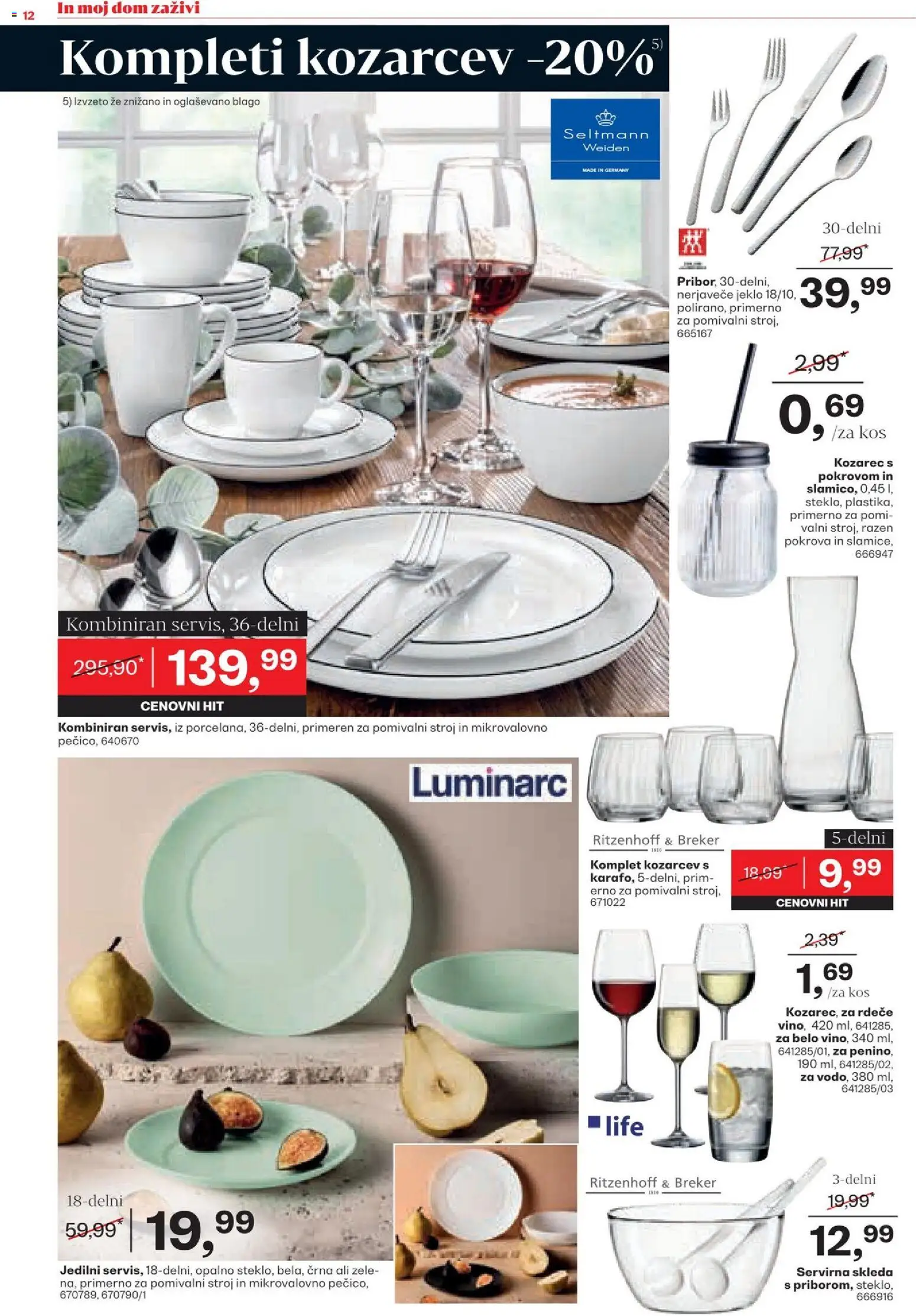 Novi Rutar katalog ponudbe – veljaven od 22.07.2026 | Stran: 12 | Izdelki: Kozarec, Pomivalni stroj, Kos