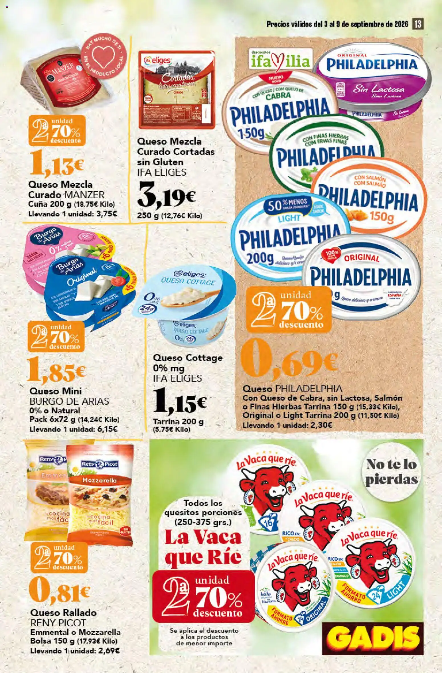 Gadis folleto │ válido desde el 03/09/2026 | Página: 13 | Productos: Queso cottage, Bolsa, Cocina, Hierbas