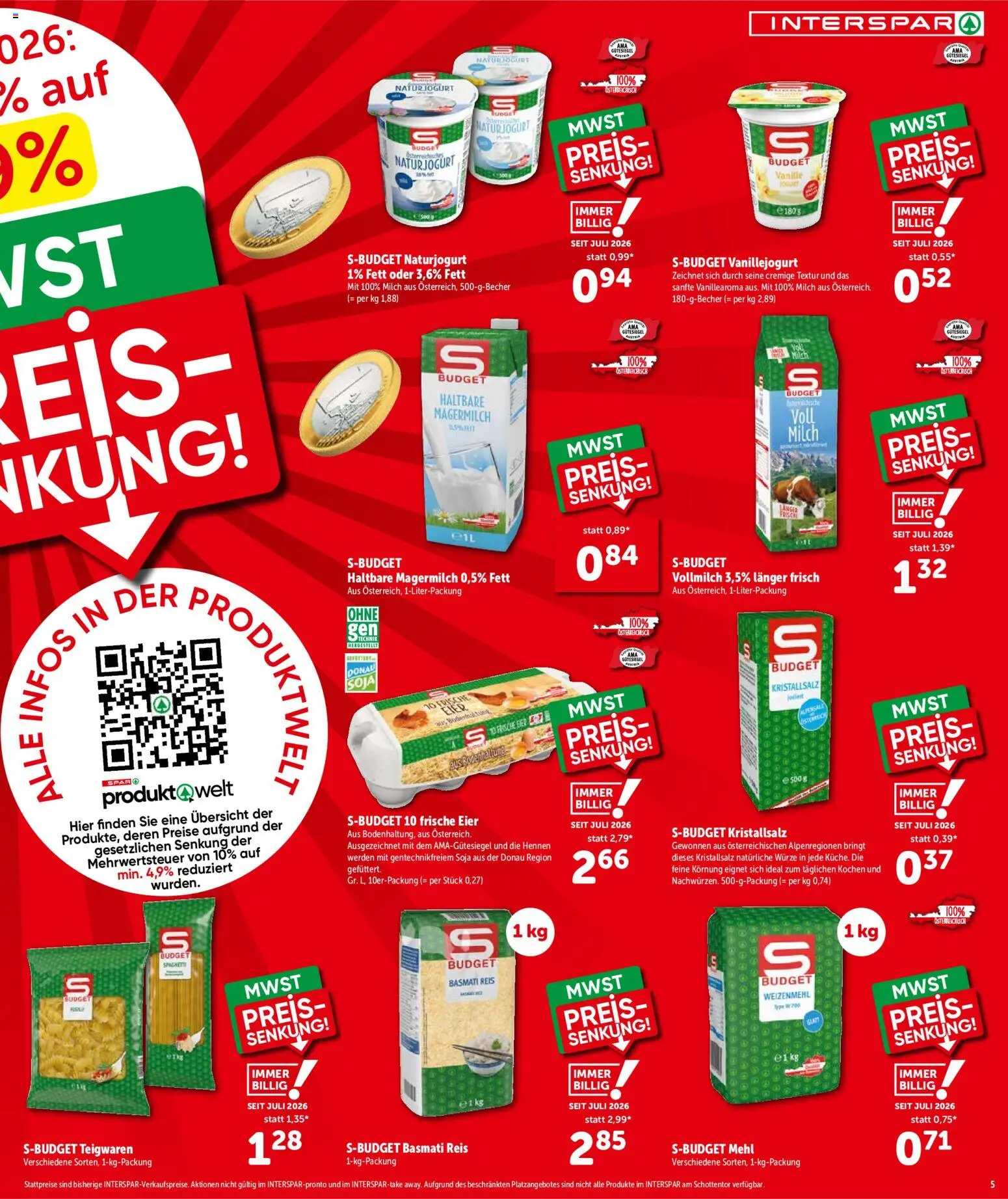 Interspar Flugblatt - Vorarlberg gültig ab 01.07.2026 | Seite: 5 | Produkte: Eis, Milch, Eier, Reis