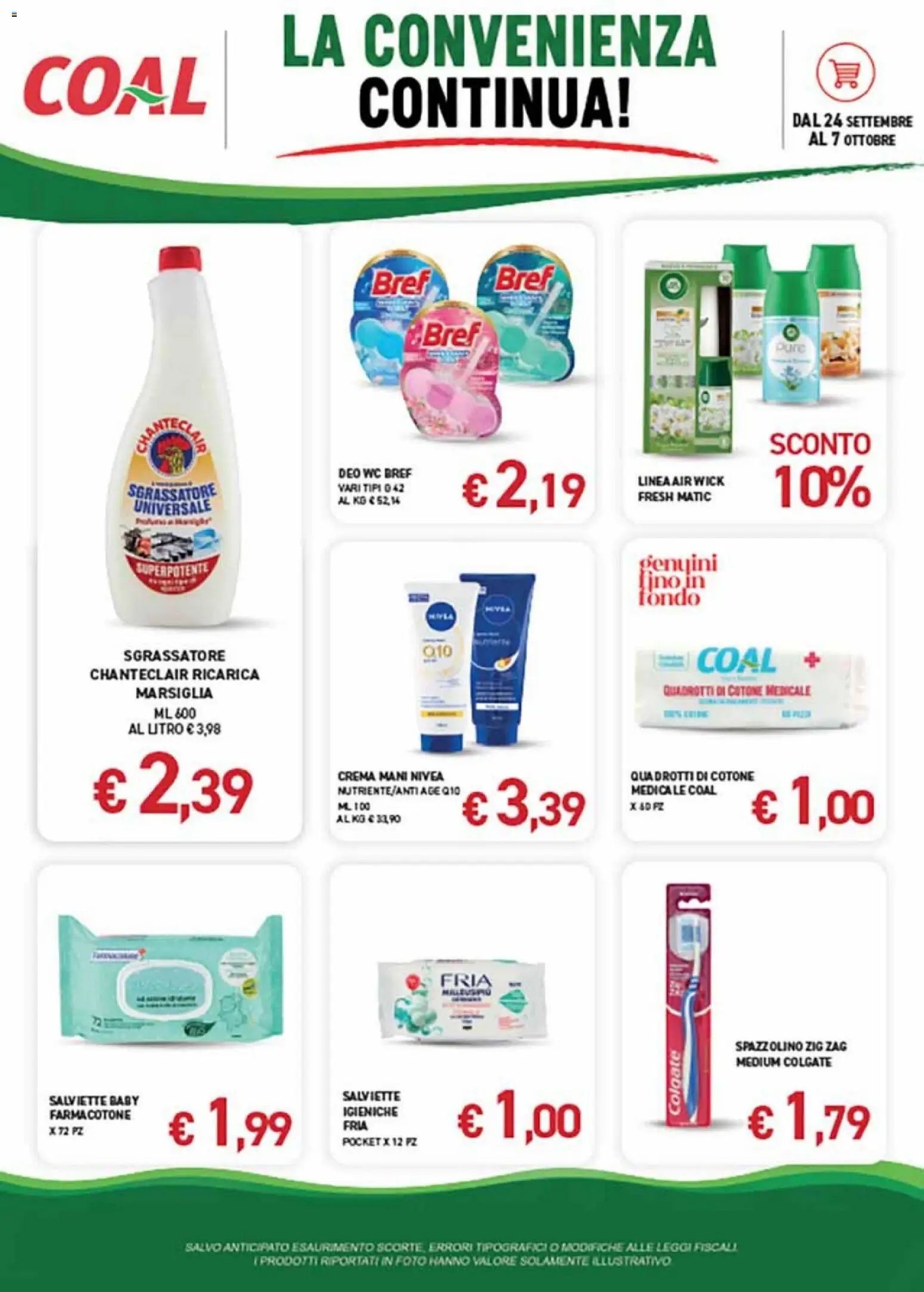 Volantino Coal del 24/09/2026 | Pagina: 9 | Prodotti: Crema, Spazzolino, Sgrassatore, WC