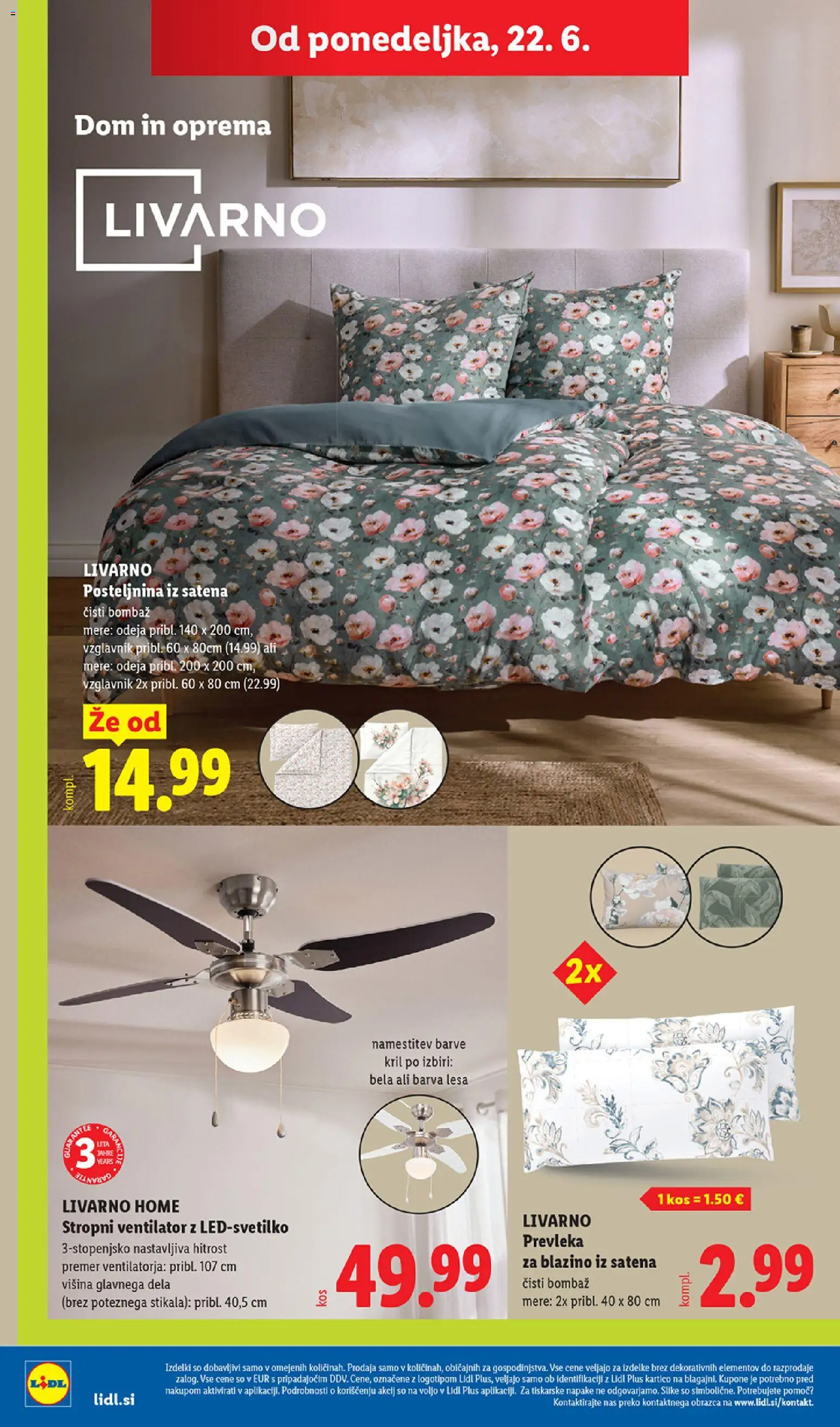 Novi Lidl katalog ponudbe – veljaven od 18.06.2026 | Stran: 56 | Izdelki: Vzglavnik, Odeja, Posteljnina, Stropni ventilator
