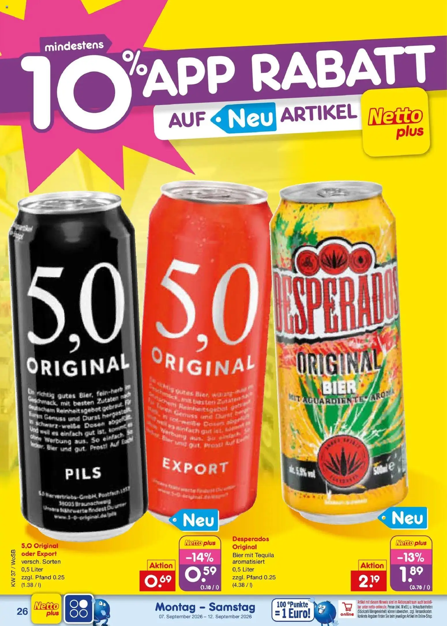 Netto Marken-Discount Prospekt Ludwigshafen-Edigheim – gültig ab 07.09.2026 | Seite: 38 | Produkte: Bier, Pils, Tequila, Desperados