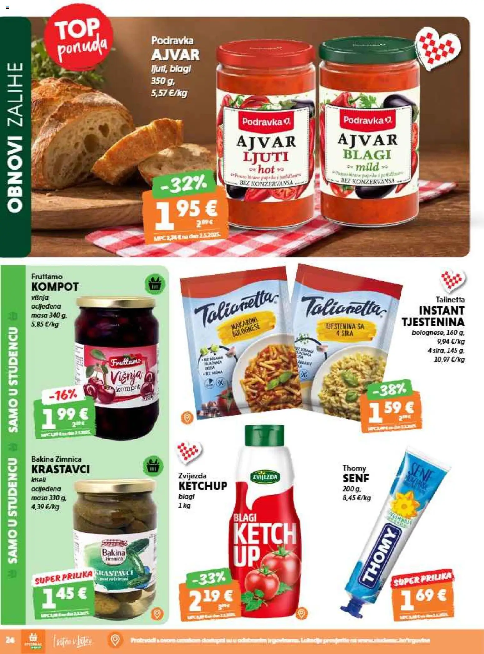 Studenac katalog | vrijedi od 09.09.2026 | Stranica: 24 | Proizvodi: Tjestenina, Krastavci, Kompot, Makaroni