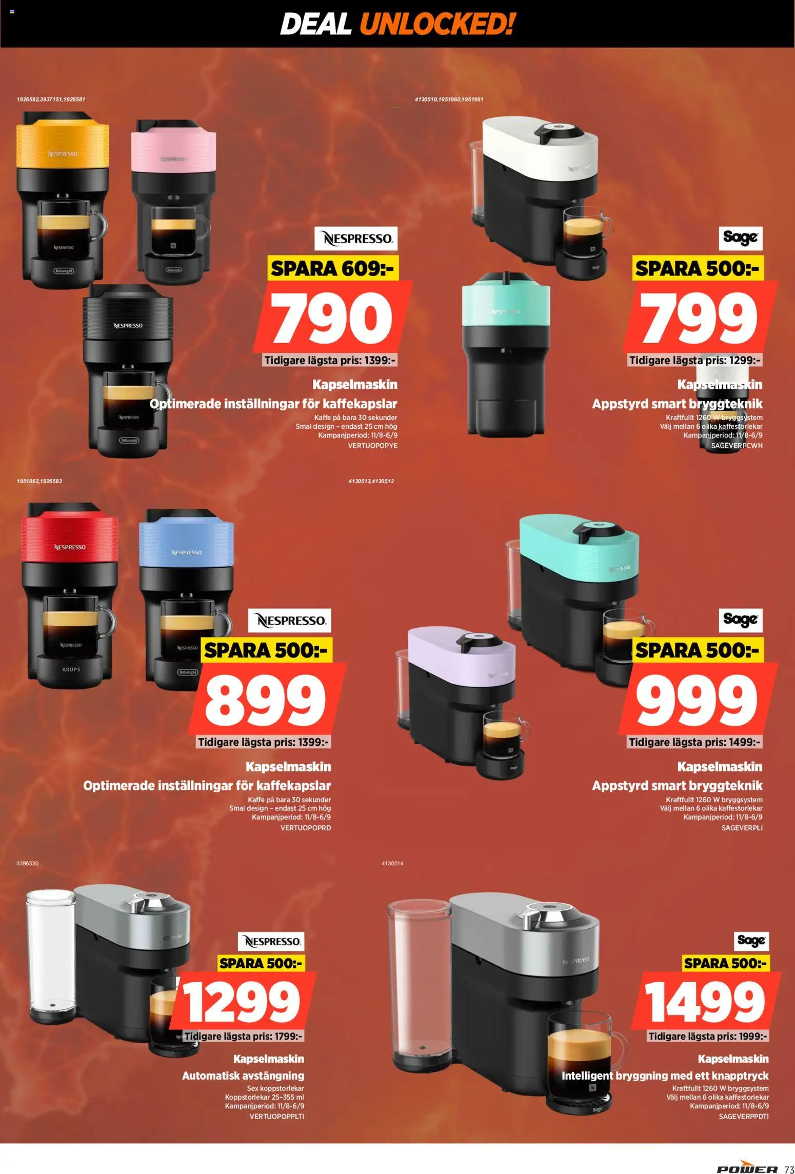 Power reklamblad aktuell från 31/08/2026 | Sida: 73 | Produkter: Kaffekapslar, Kaffe, Kapselmaskin