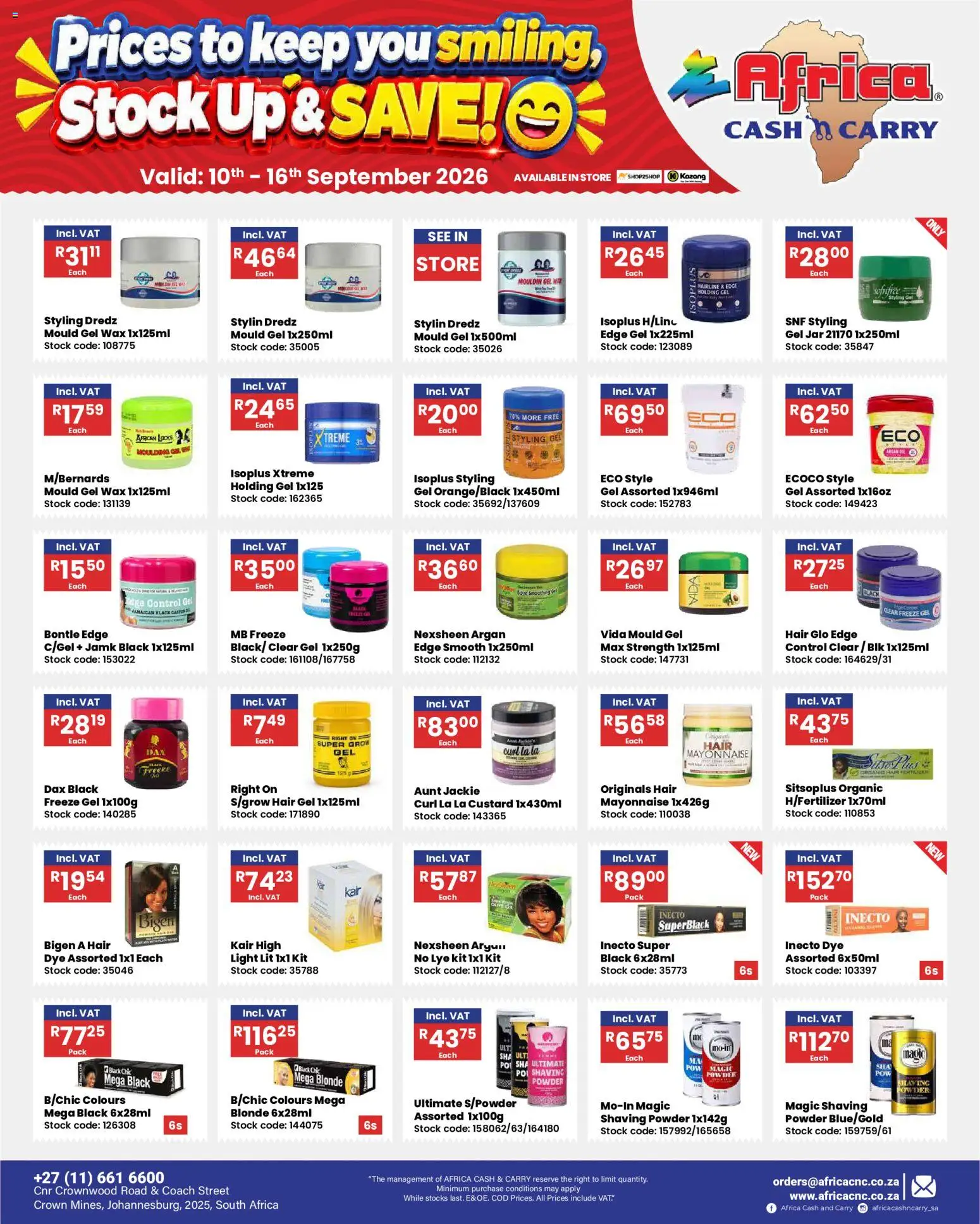New Africa Cash & Carry catalogue – valid from 10/09/2026 | Page: 4 | Products: Custard, Wax, Powder, Mayonnaise