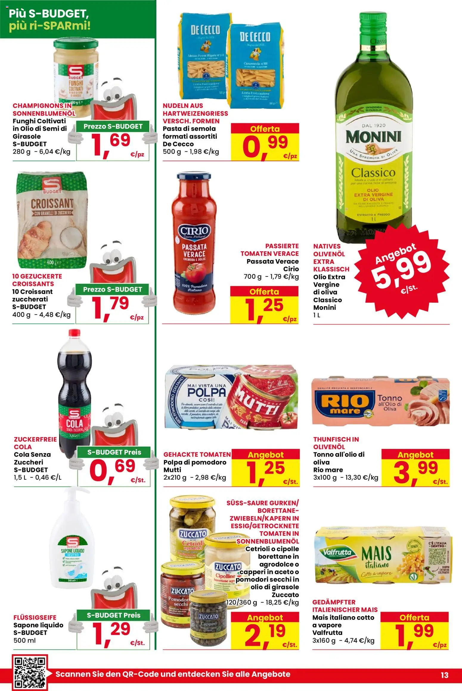 Volantino Despar del 20/08/2026 | Pagina: 13 | Prodotti: De Cecco, Pasta di semola, Olio extra vergine, Mais