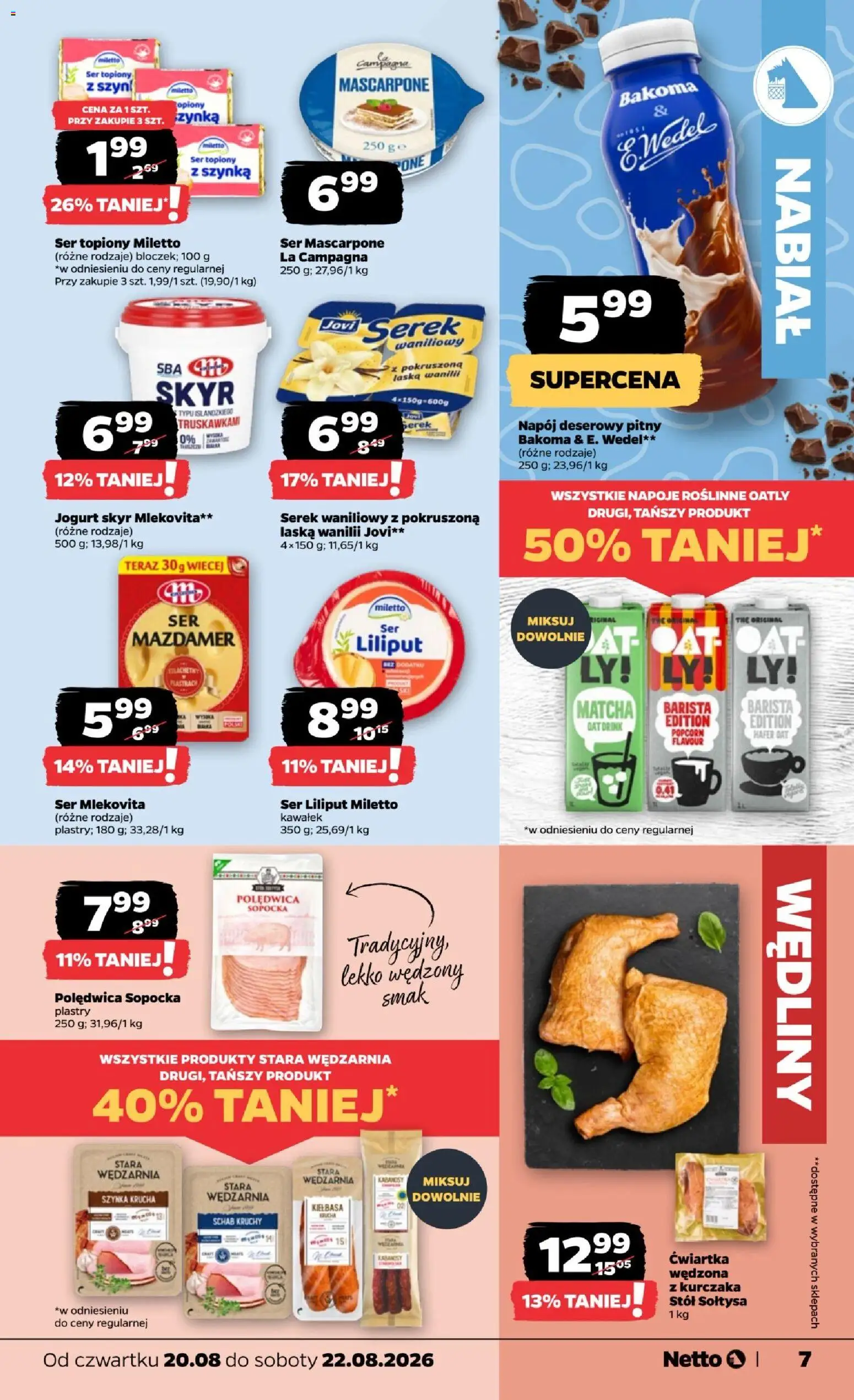 Netto gazetka od czwartku od 20.08.2026 | Strona: 7 | Produkty: Schab, Napoje, Stół, Matcha