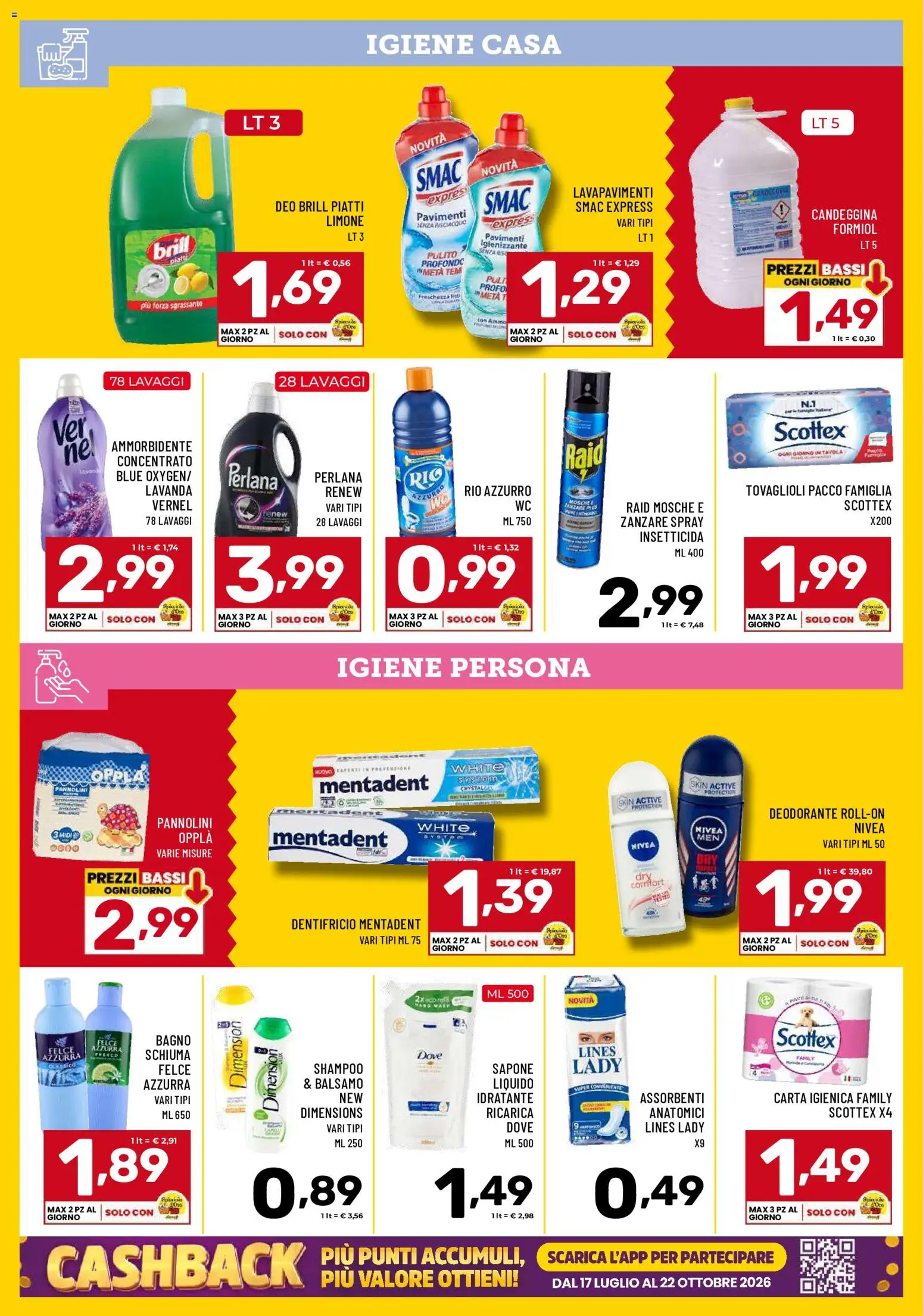 Volantino Il Centesimo del 21/08/2026 | Pagina: 12 | Prodotti: Sapone, Dentifricio, Ammorbidente, Assorbenti