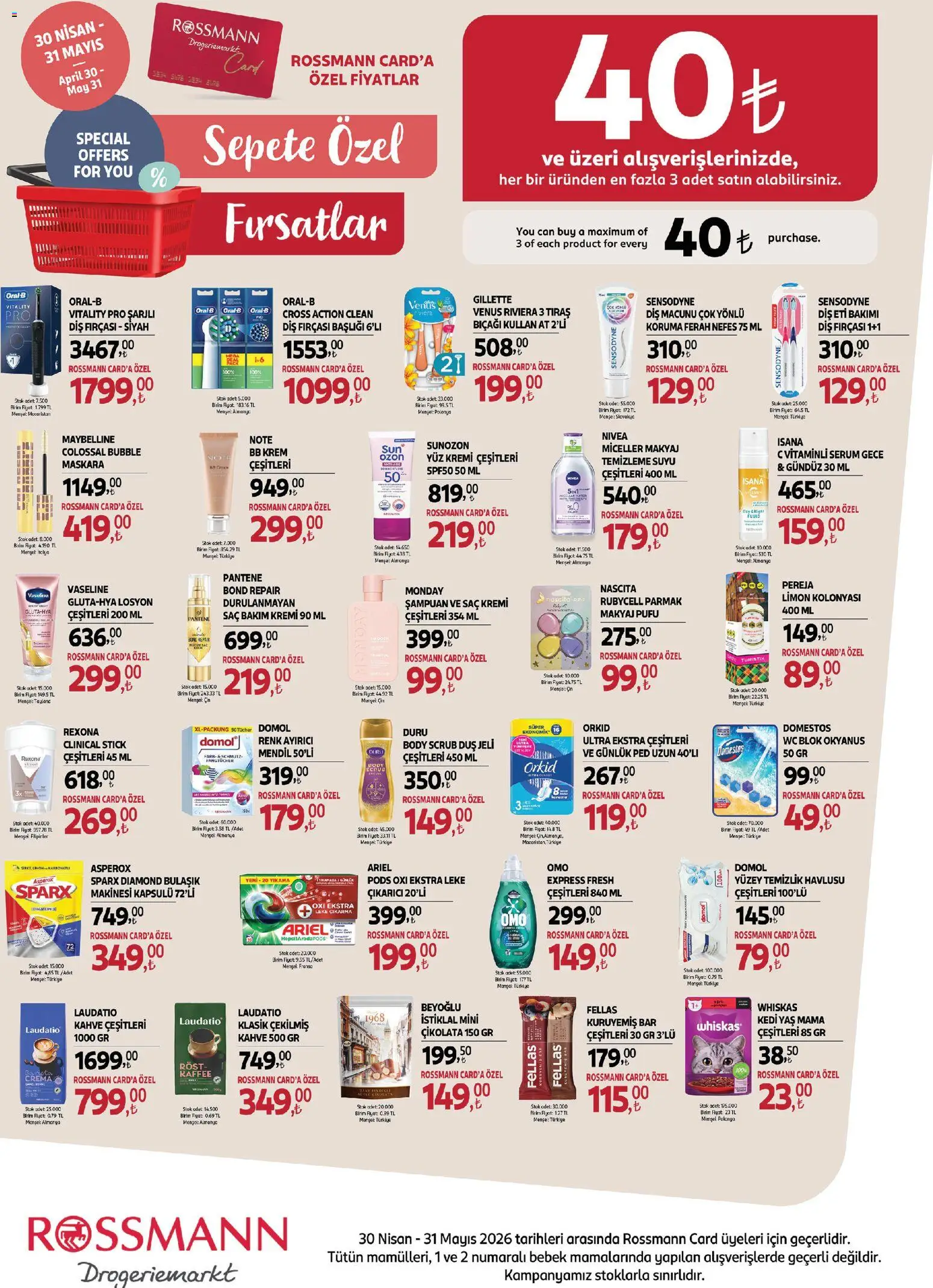 Rossmann İndirim - 30.04.2026 tarihinden itibaren geçerlidir | Sayfa: 6 | Ürünler: Mendil, Krem, Çikolata, Limon