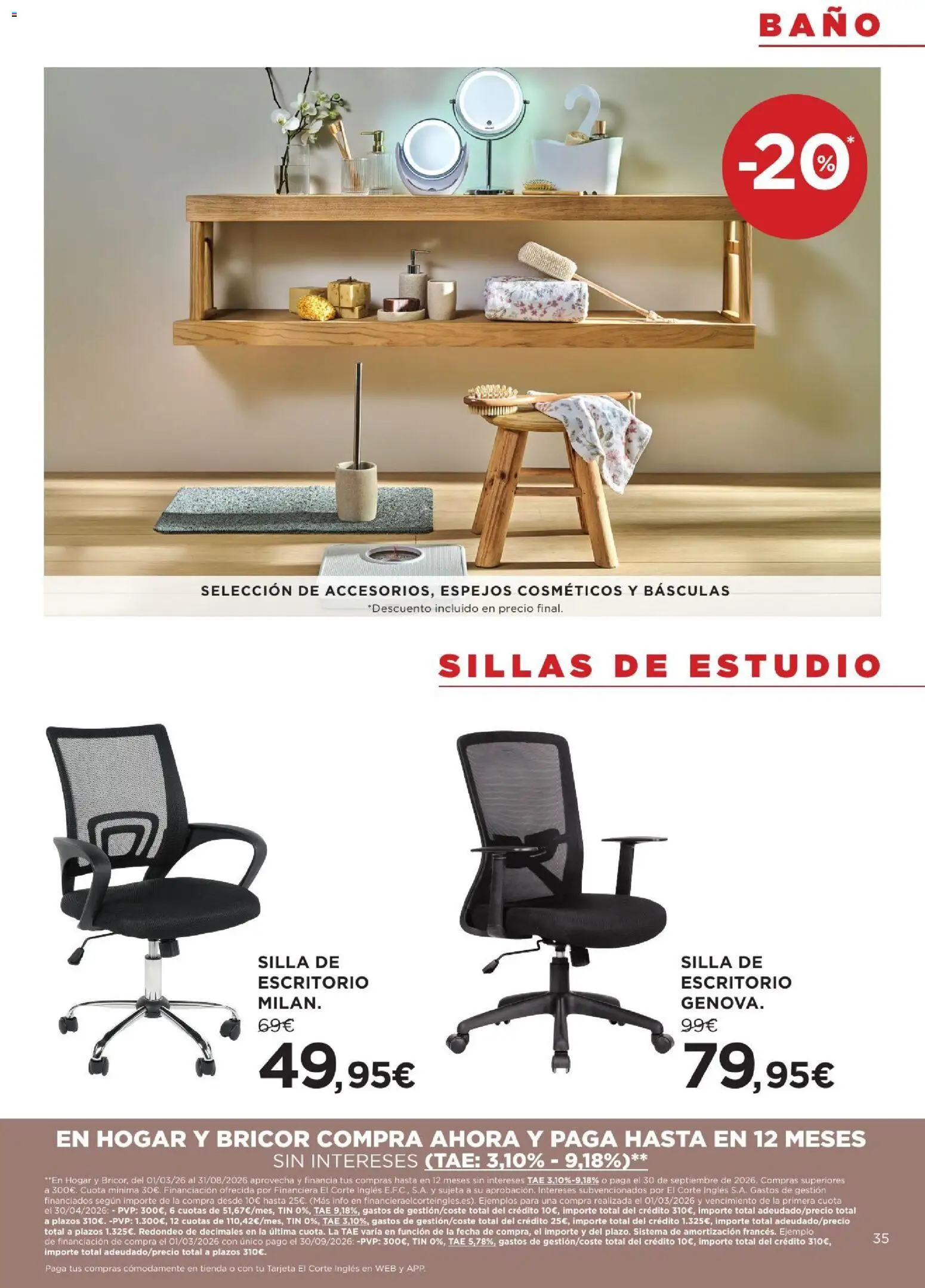 Hipercor catálogo │ válido desde el 13/08/2026 | Página: 35 | Productos: Silla de escritorio, Silla, Baño