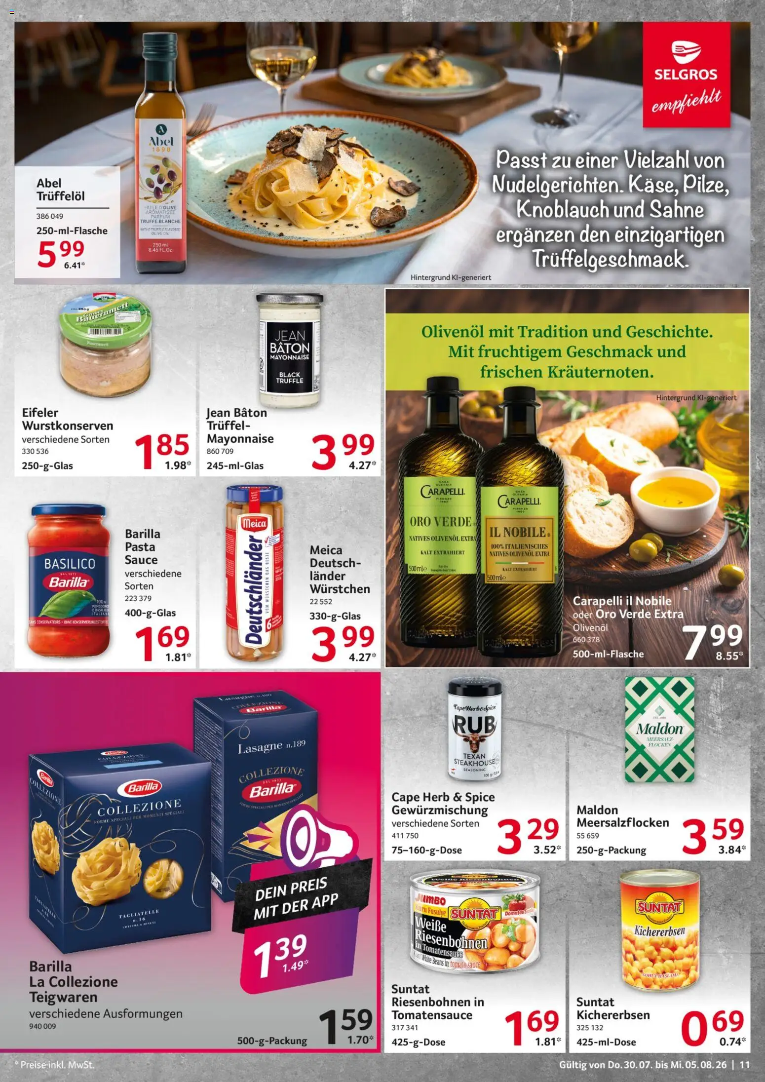 Selgros Prospekt – gültig ab 30.07.2026 | Seite: 11 | Produkte: Barilla, Pasta, Sahne, Flocken