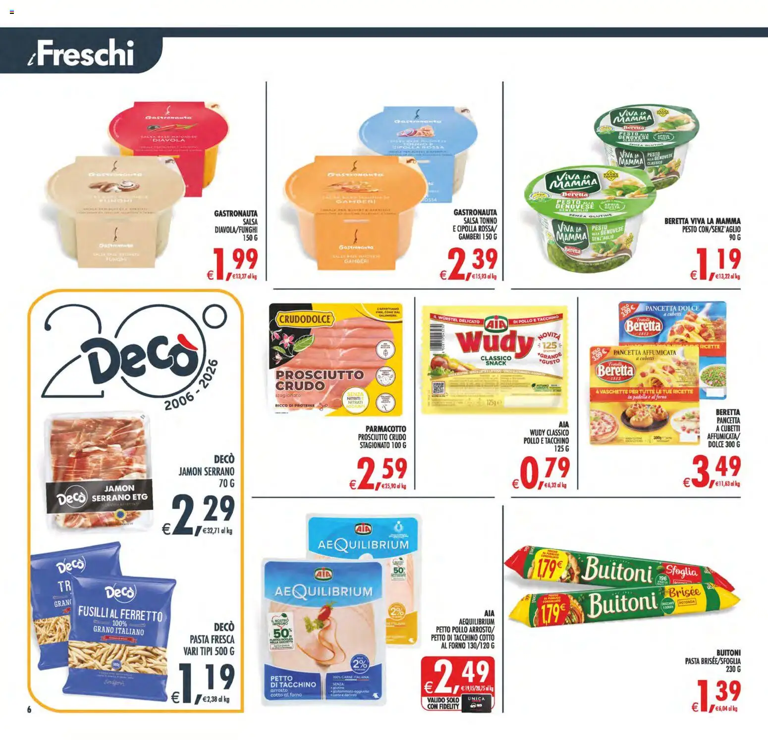 Volantino Decò del 29.05.2026 | Pagina: 6 | Prodotti: Gamberi, Tacchino, Prosciutto, Wurstel
