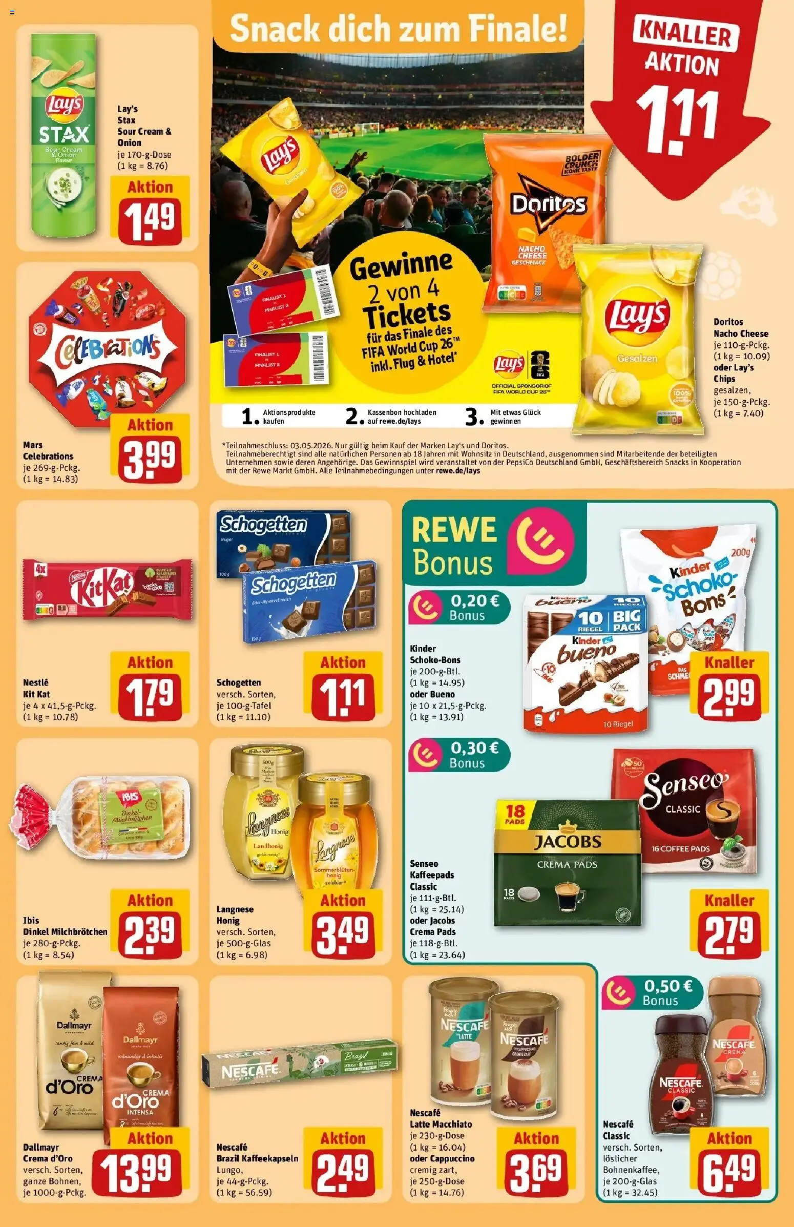Rewe Prospekt Pegnitz	 – gültig ab 20.04.2026 | Seite: 27 | Produkte: Langnese, Kaffeepads, Nescafe classic, Chips